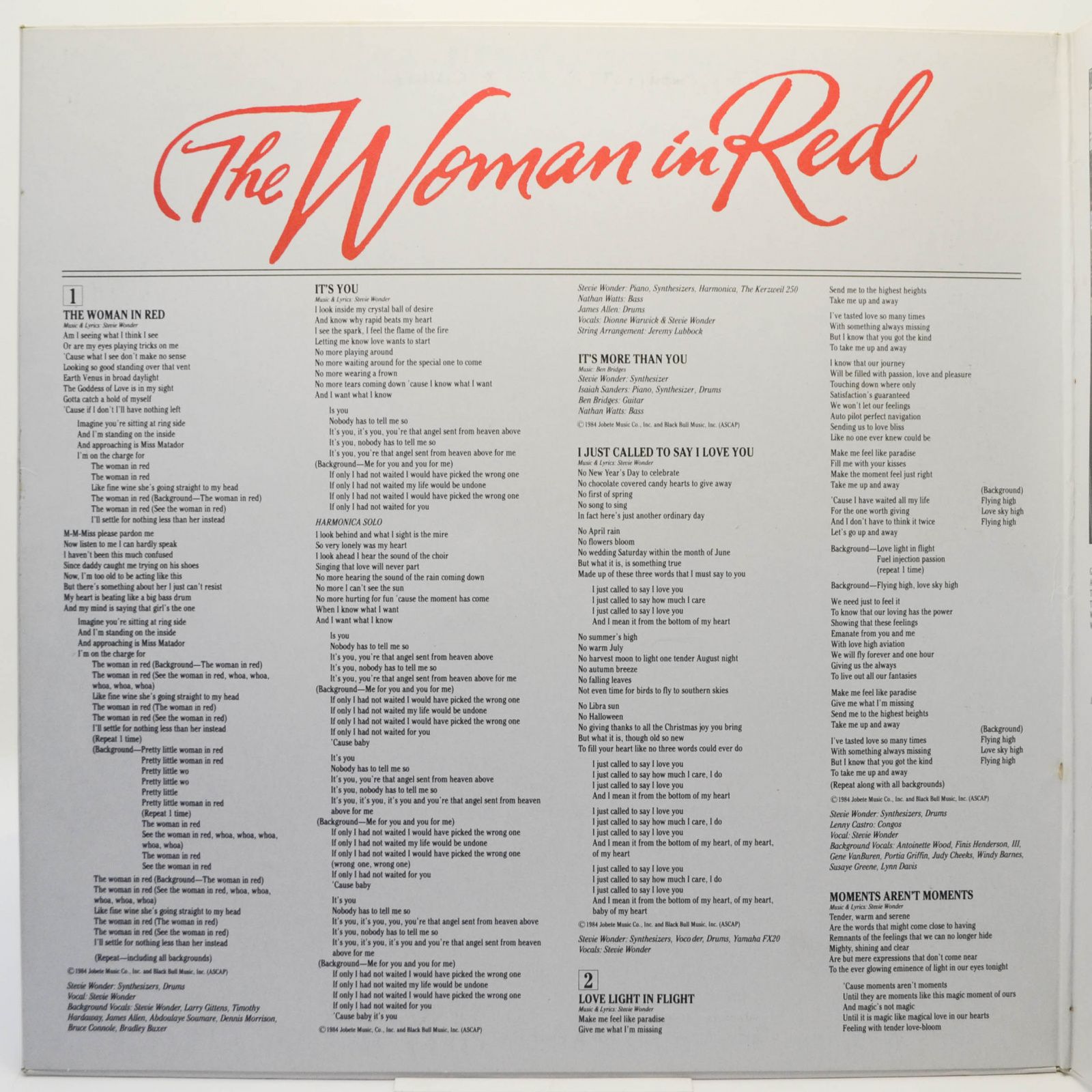 Stevie Wonder — The Woman In Red (Selections From The Original Motion Picture Soundtrack), 1984