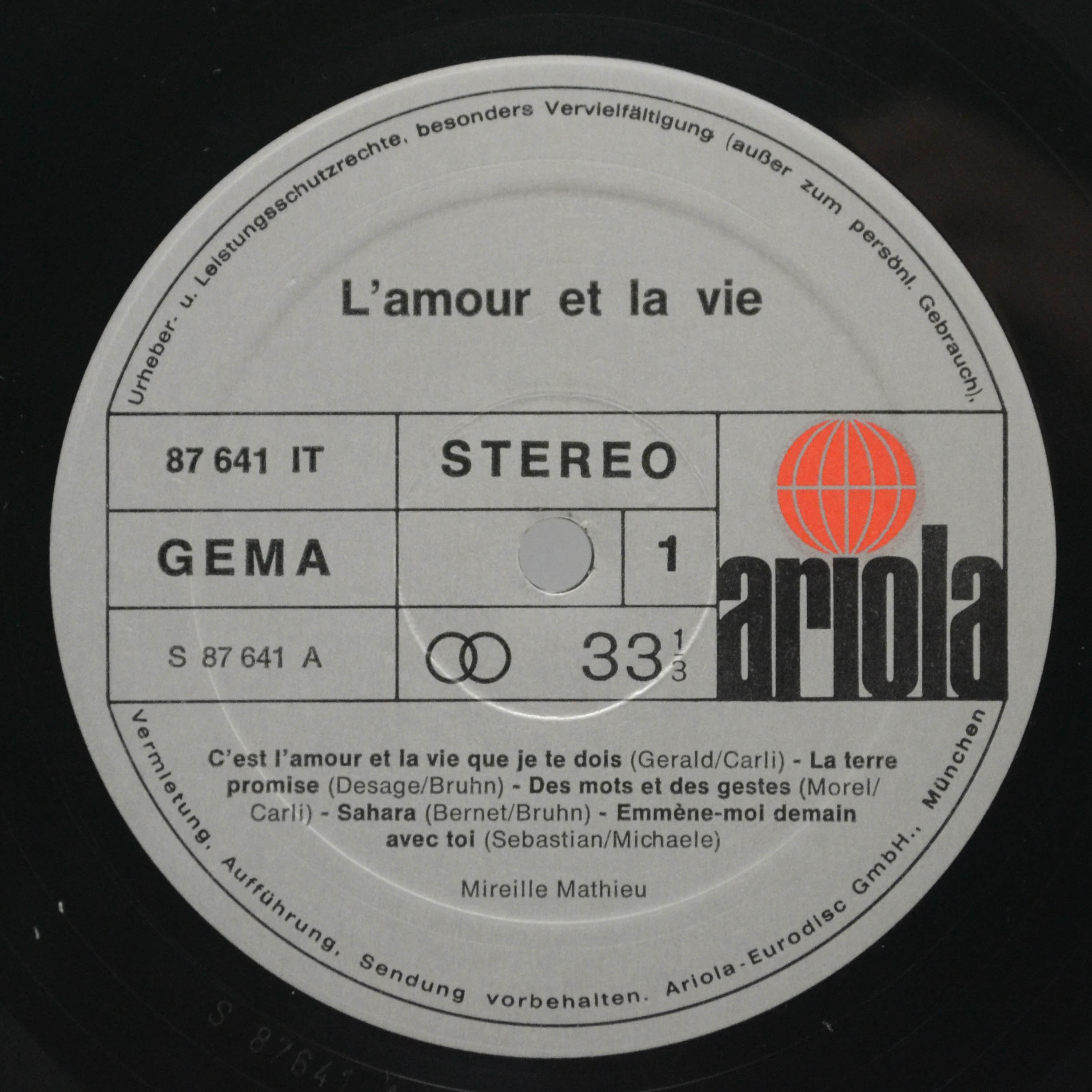 Виниловая пластинка Mireille Mathieu — L'amour Et La Vie, 1974