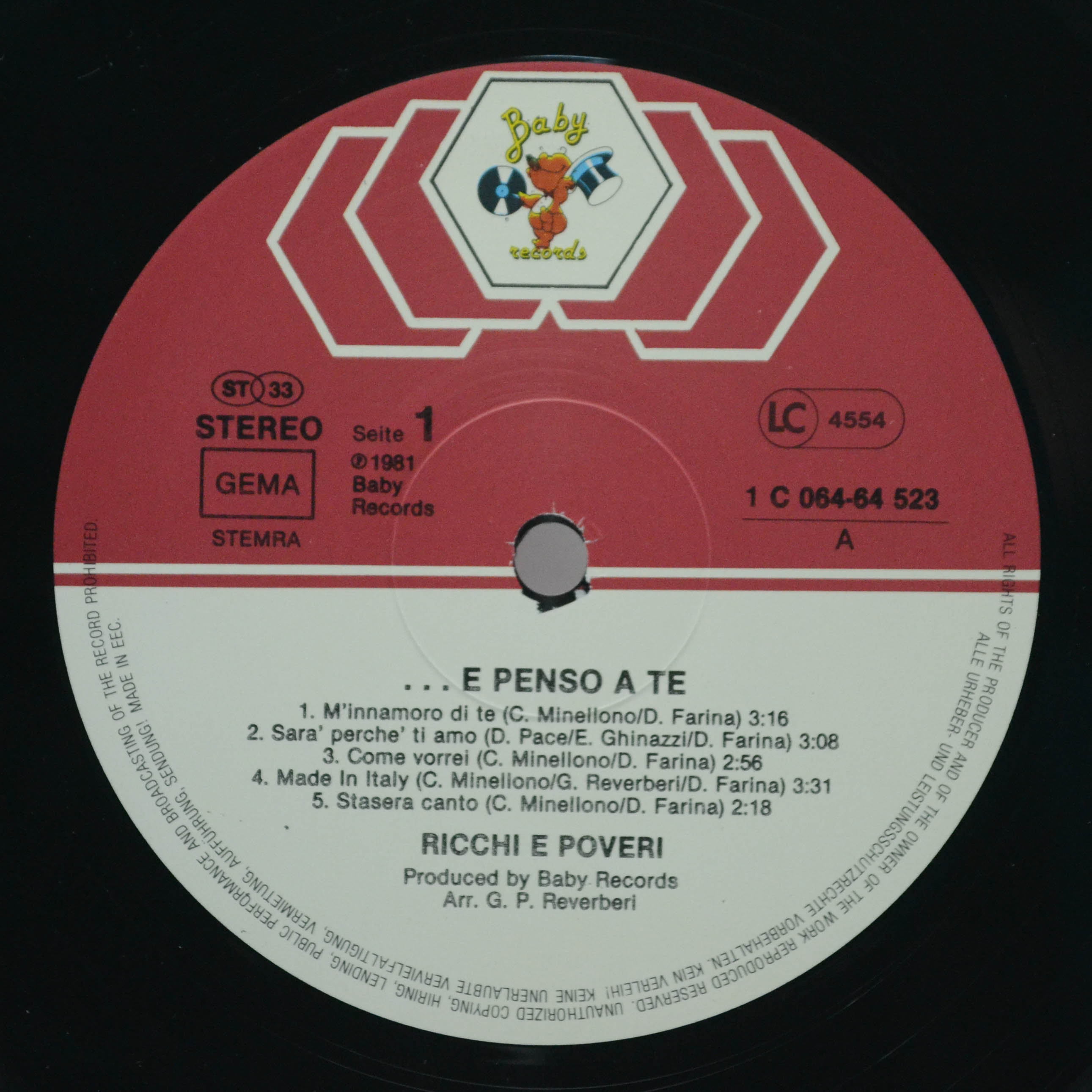 Ricchi E Poveri — ...E Penso A Te, 1981