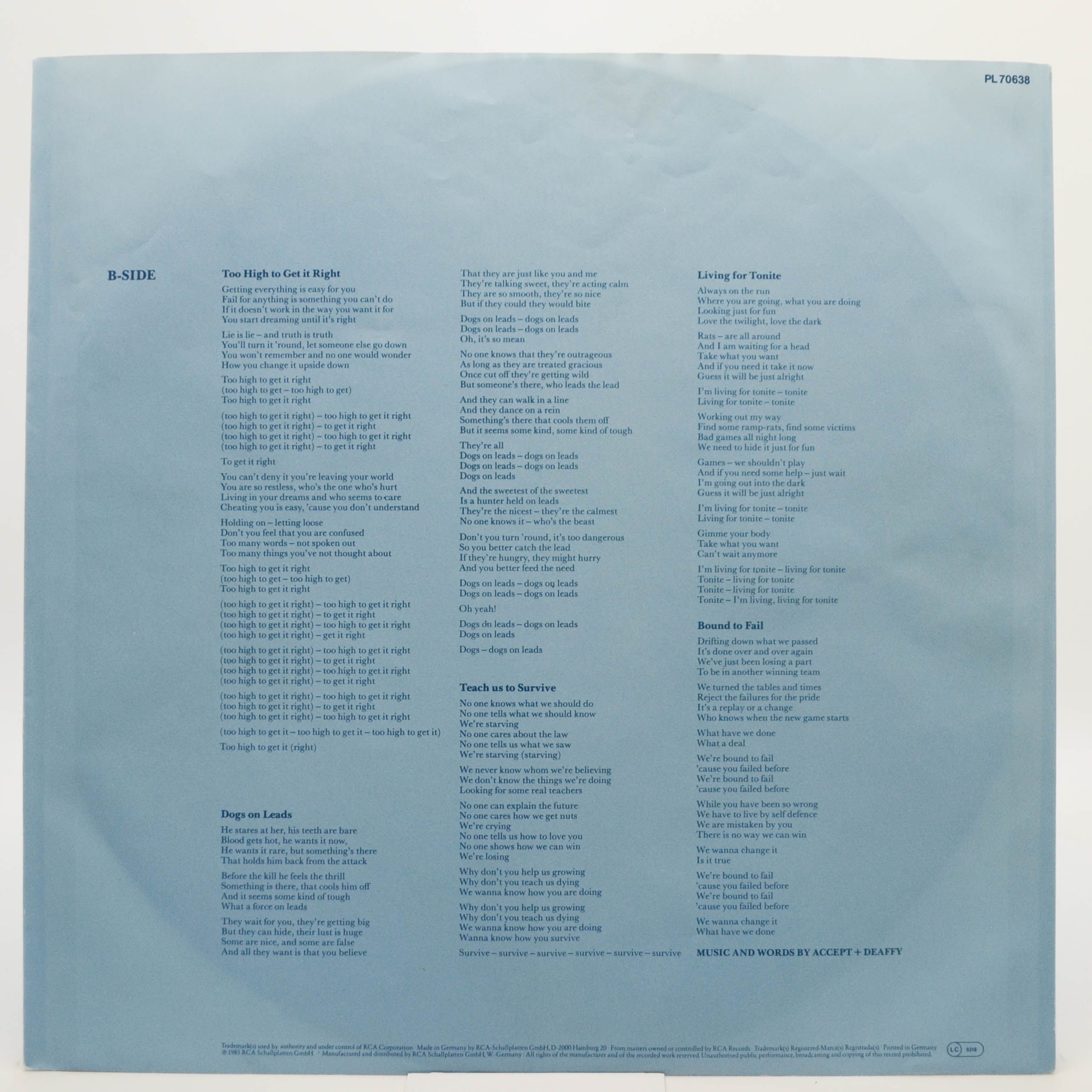 Accept — Metal Heart, 1985