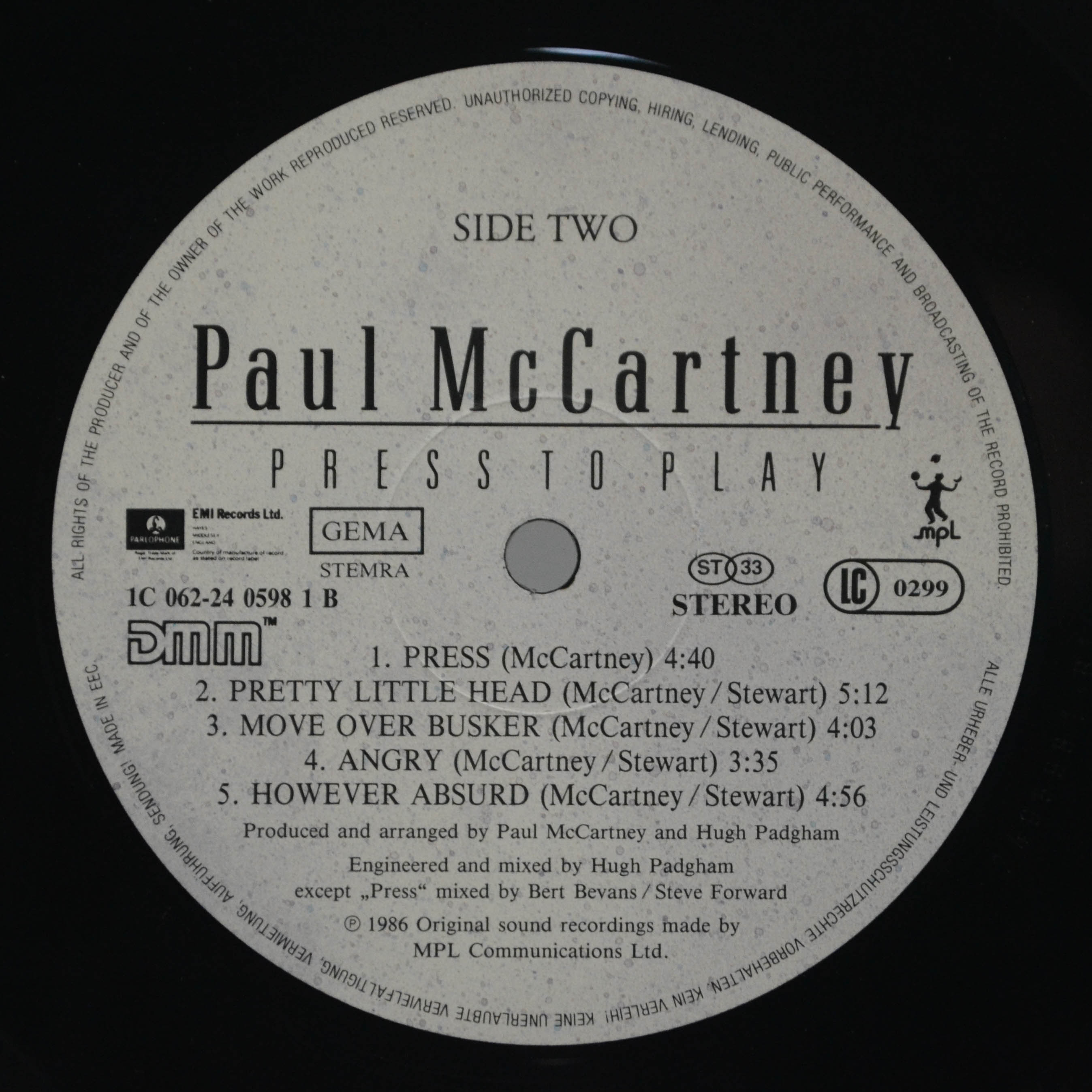 Paul McCartney — Press To Play, 1986