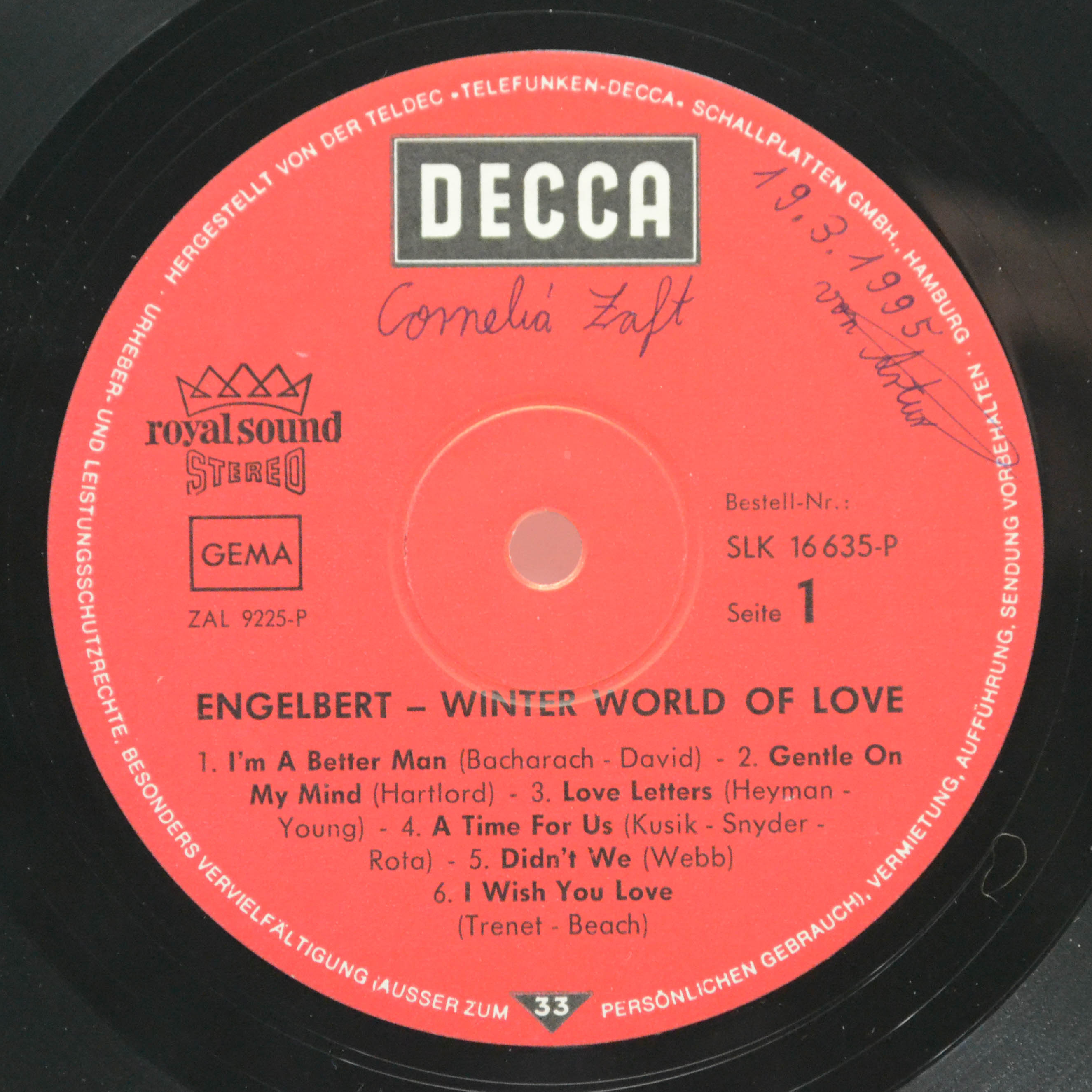Engelbert — Winter World Of Love, 1969