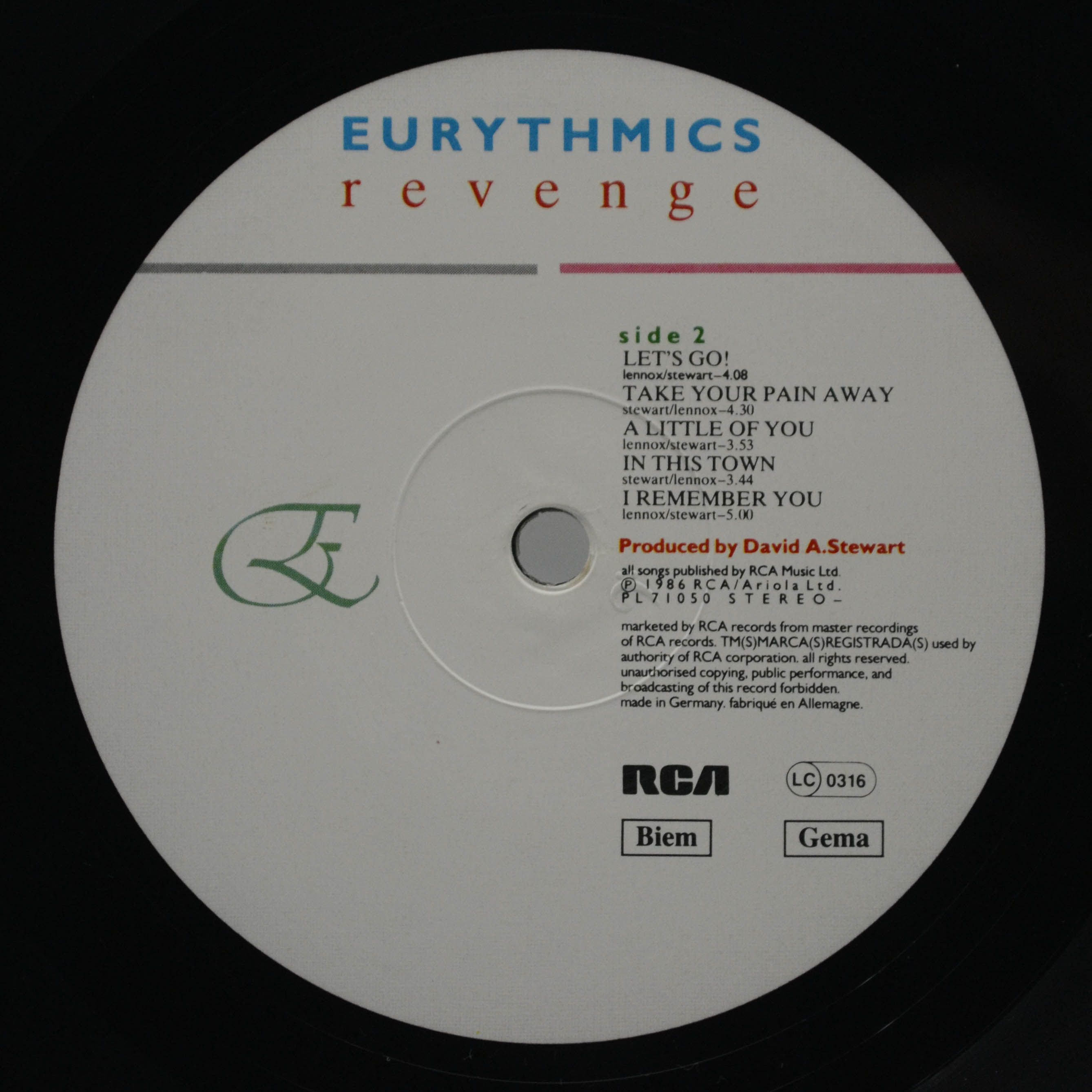 Eurythmics — Revenge, 1986