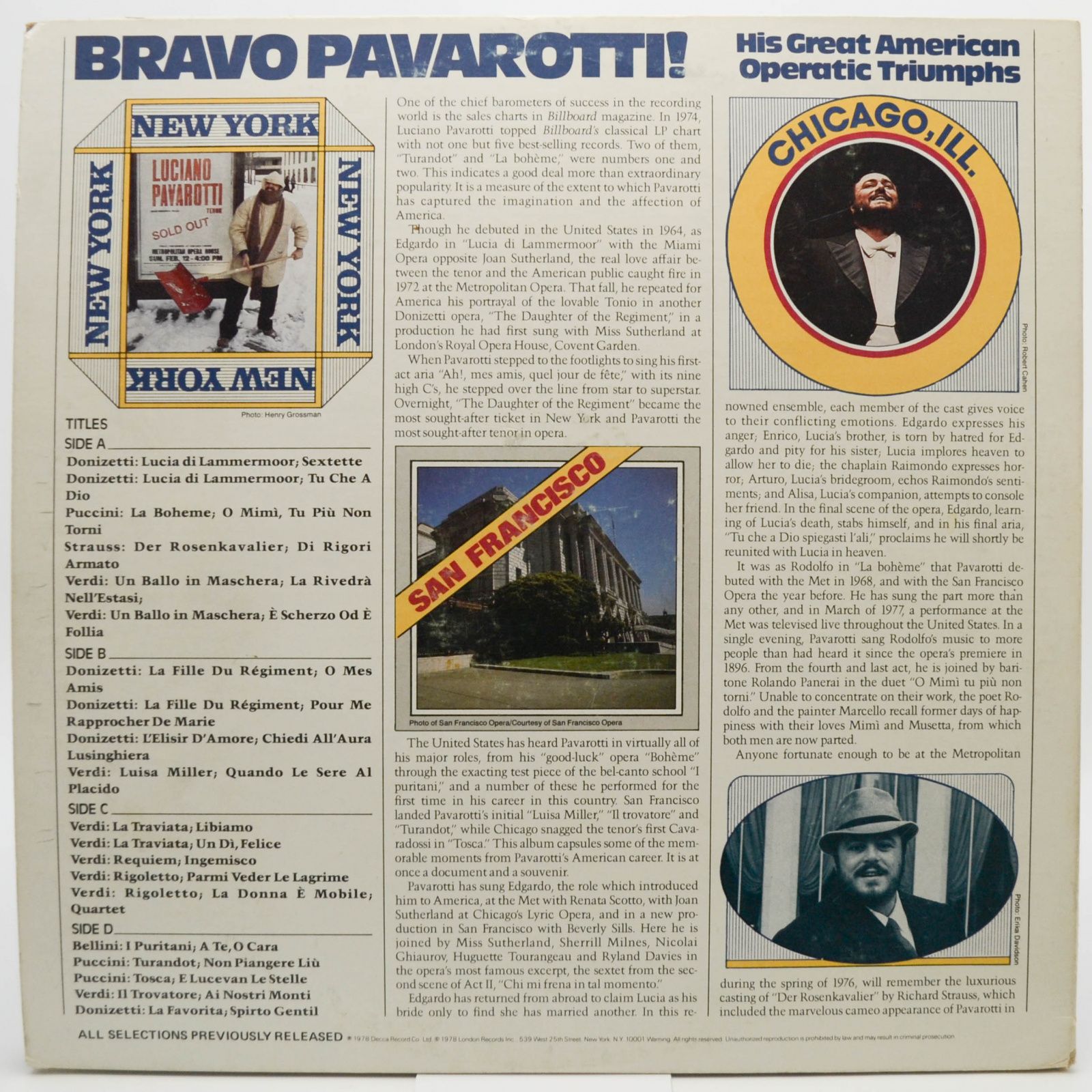 Luciano Pavarotti — Bravo Pavarotti (2LP), 1978