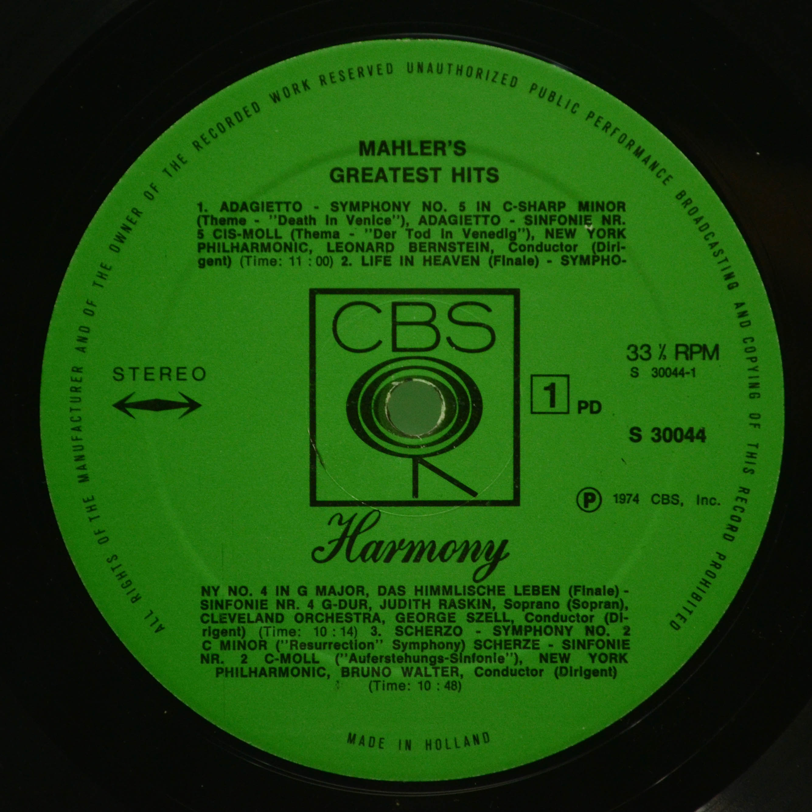 Gustav Mahler — Greatest Hits, 1974