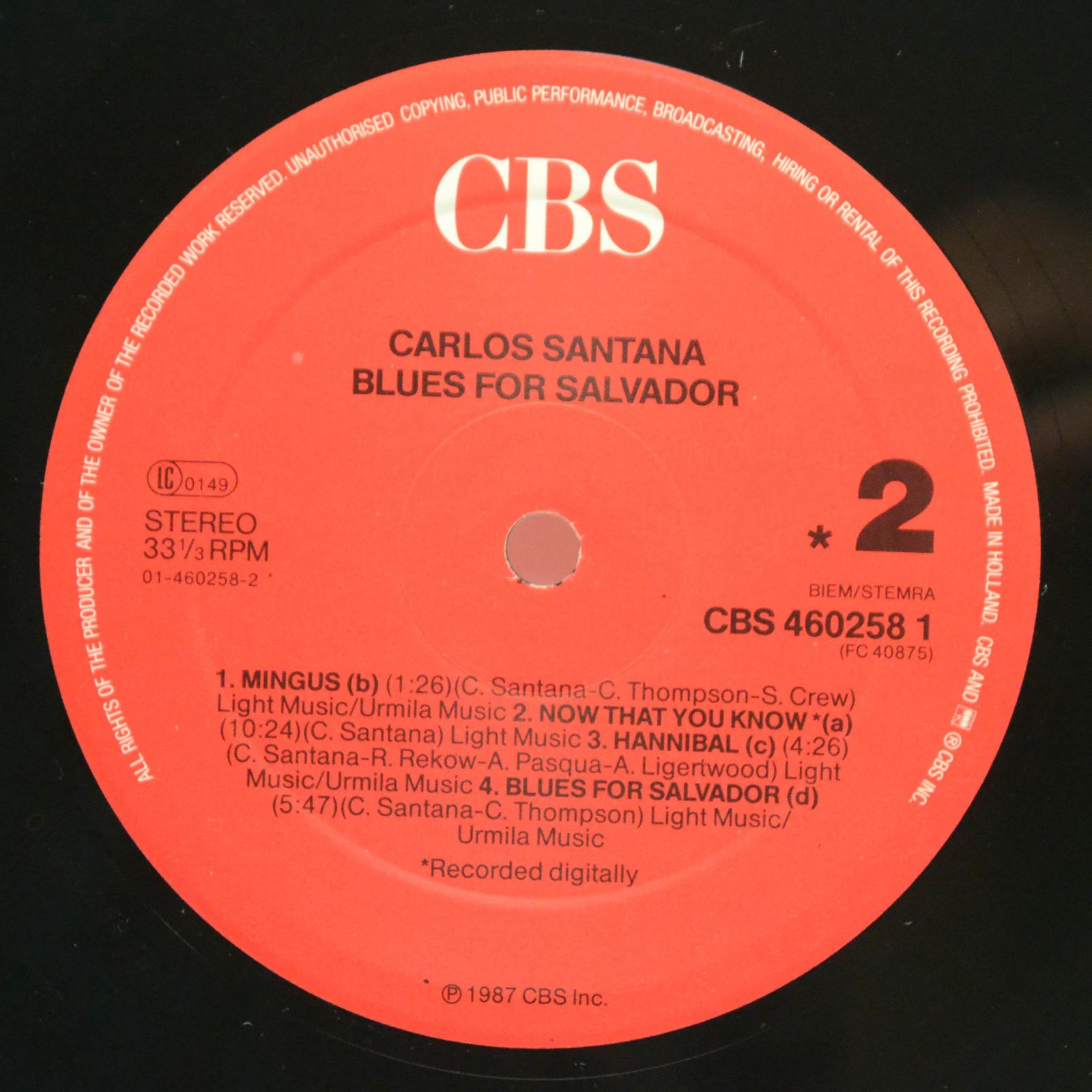 Carlos Santana — Blues For Salvador, 1987