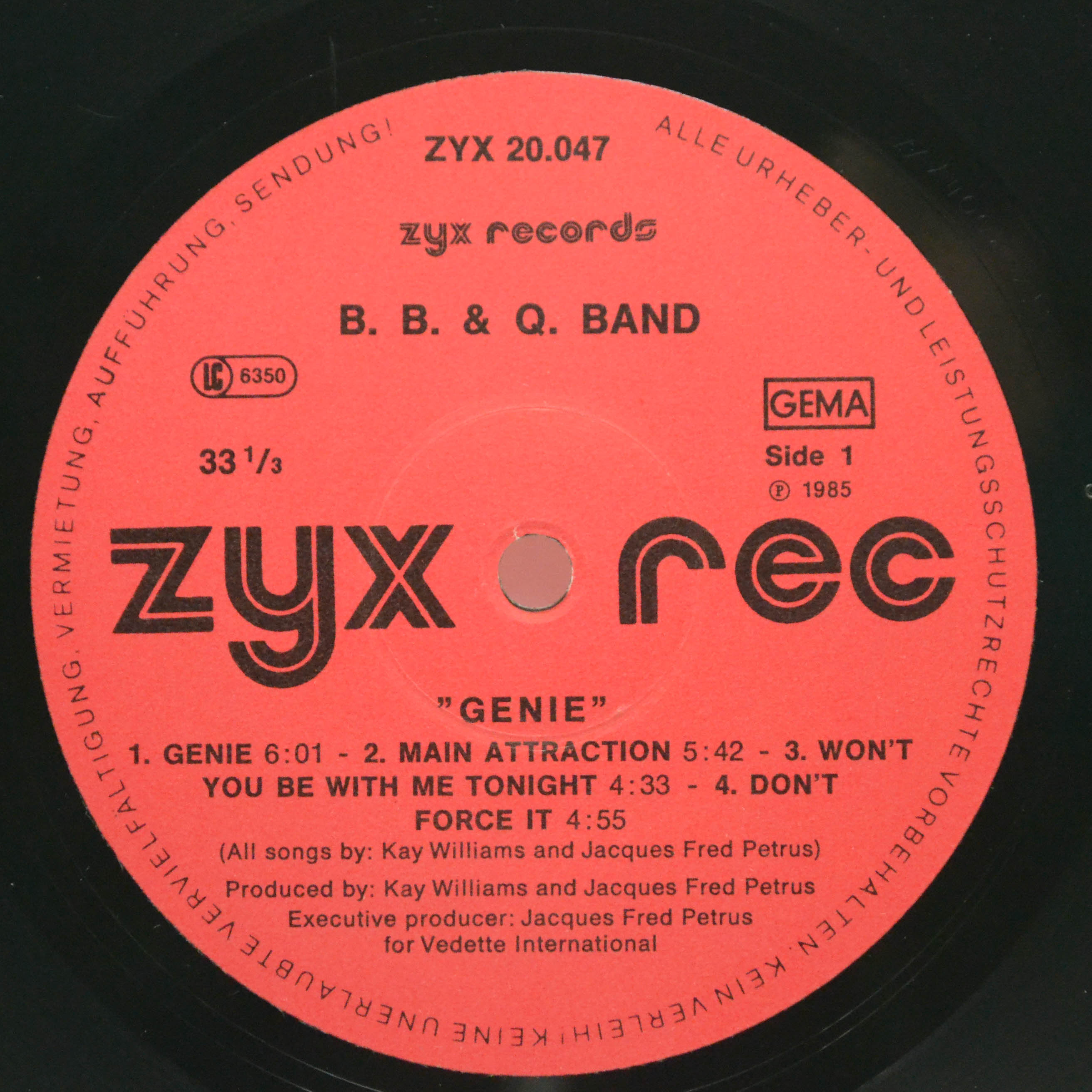 Виниловая пластинка B. B. & Q Band — Genie, 1985