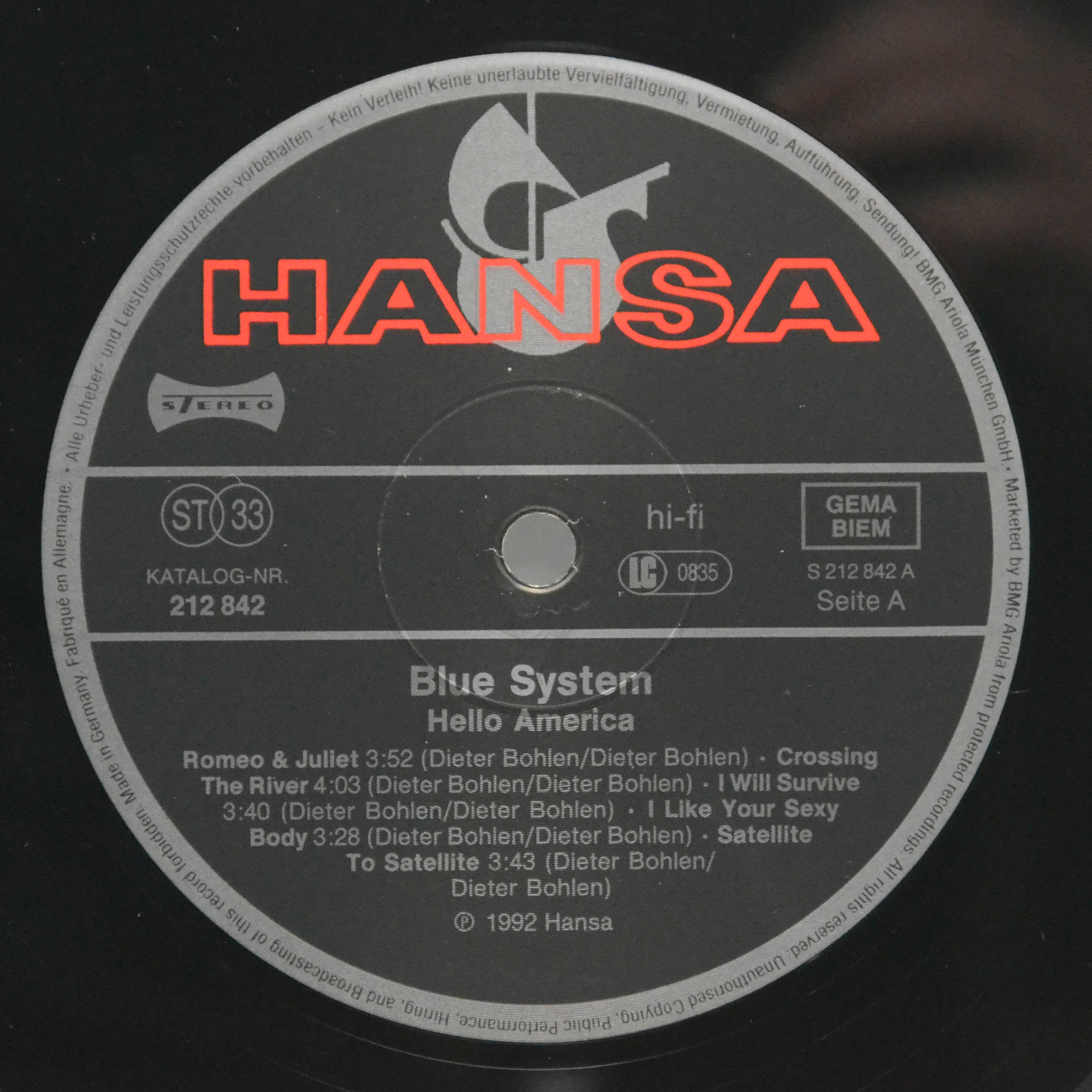 Blue System — Hello America, 1992