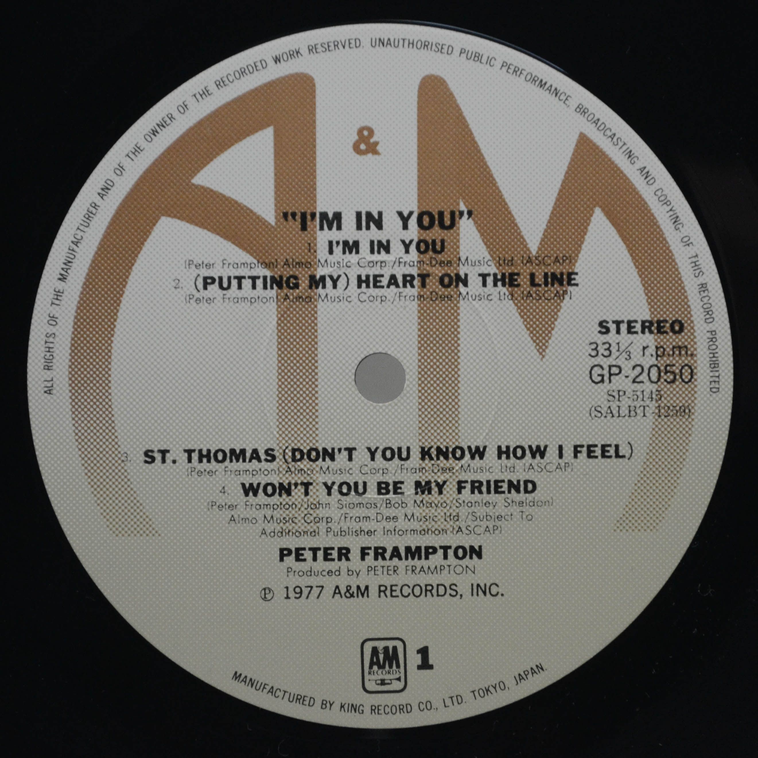 Виниловая пластинка Peter Frampton — I'm In You, 1977
