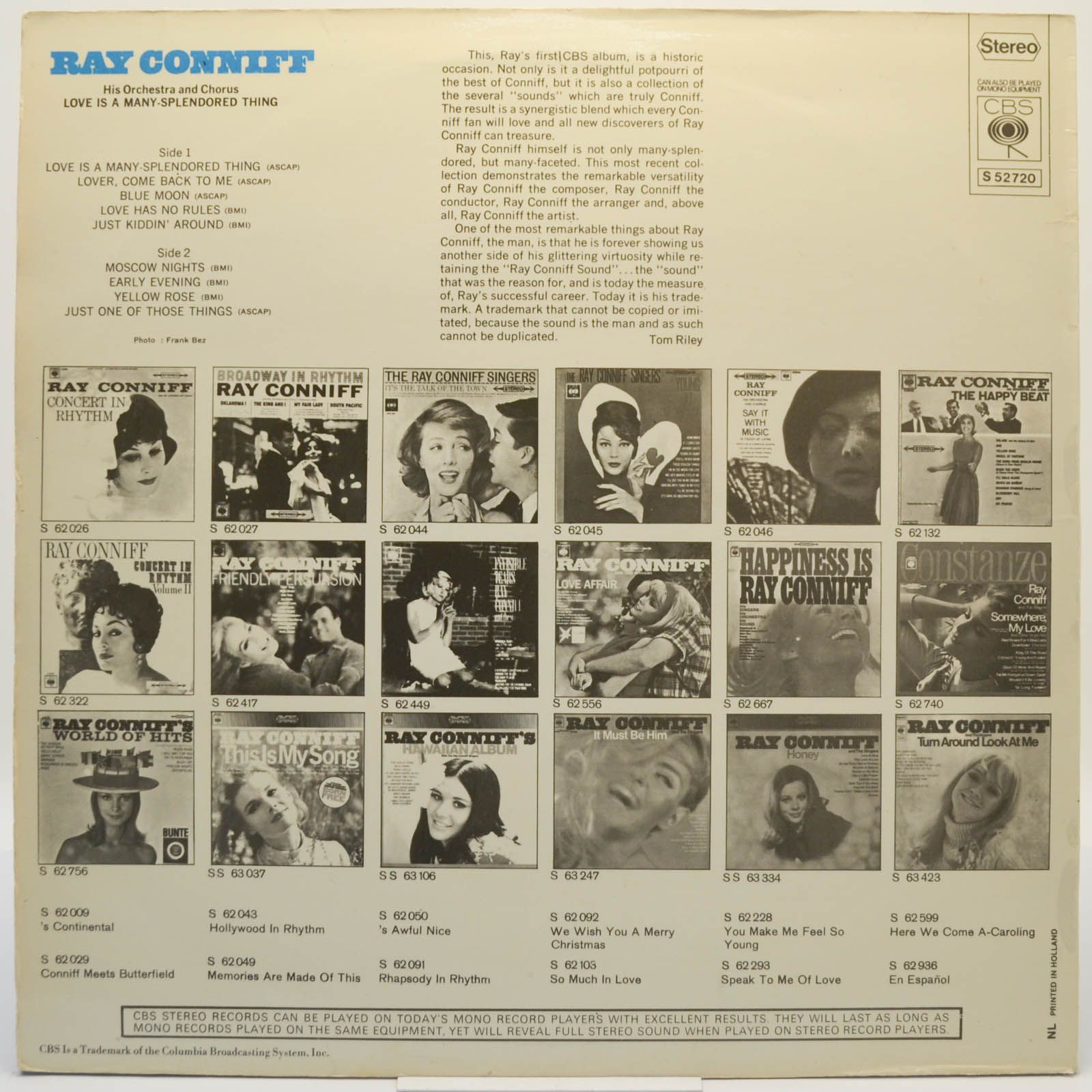 Ray Conniff His Orchestra And Chorus — Love Is A Many-Splendored Thing, 1969