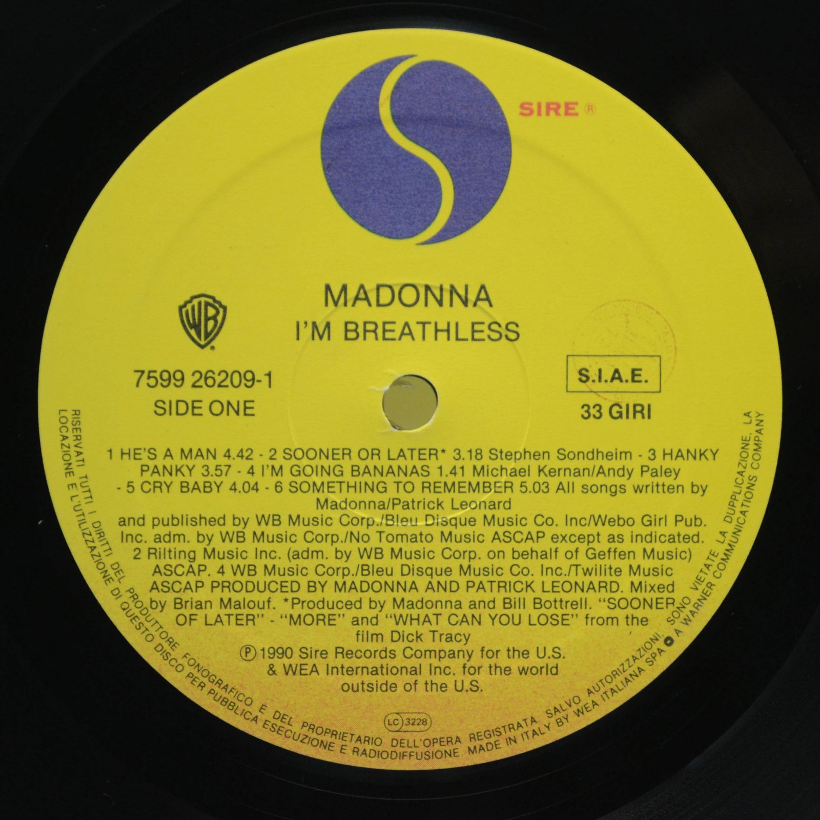 Madonna — I'm Breathless (Music From And Inspired By The Film Dick Tracy), 1990