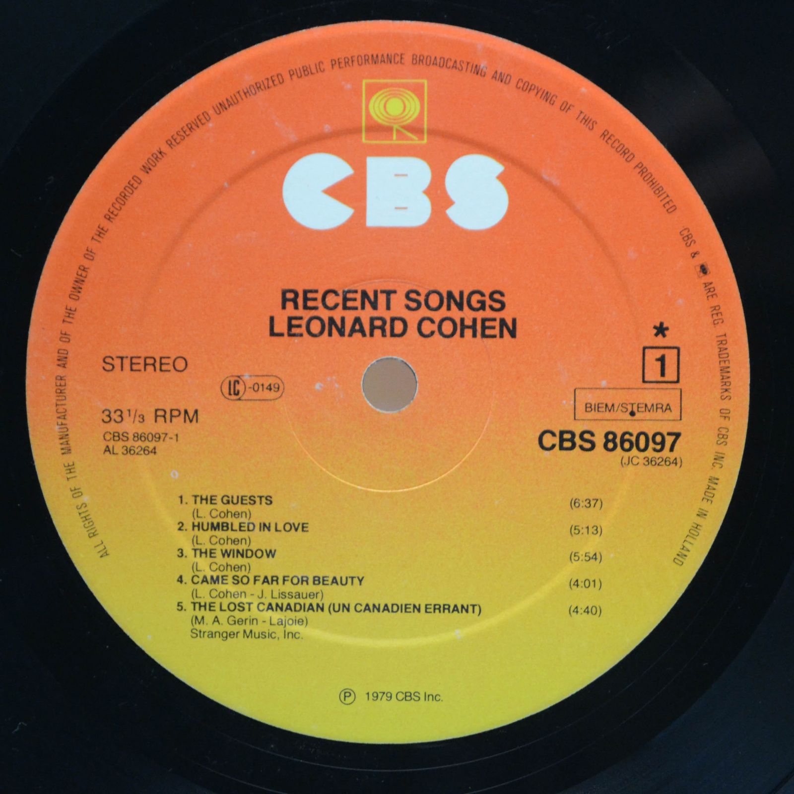 Leonard Cohen — Recent Songs, 1979