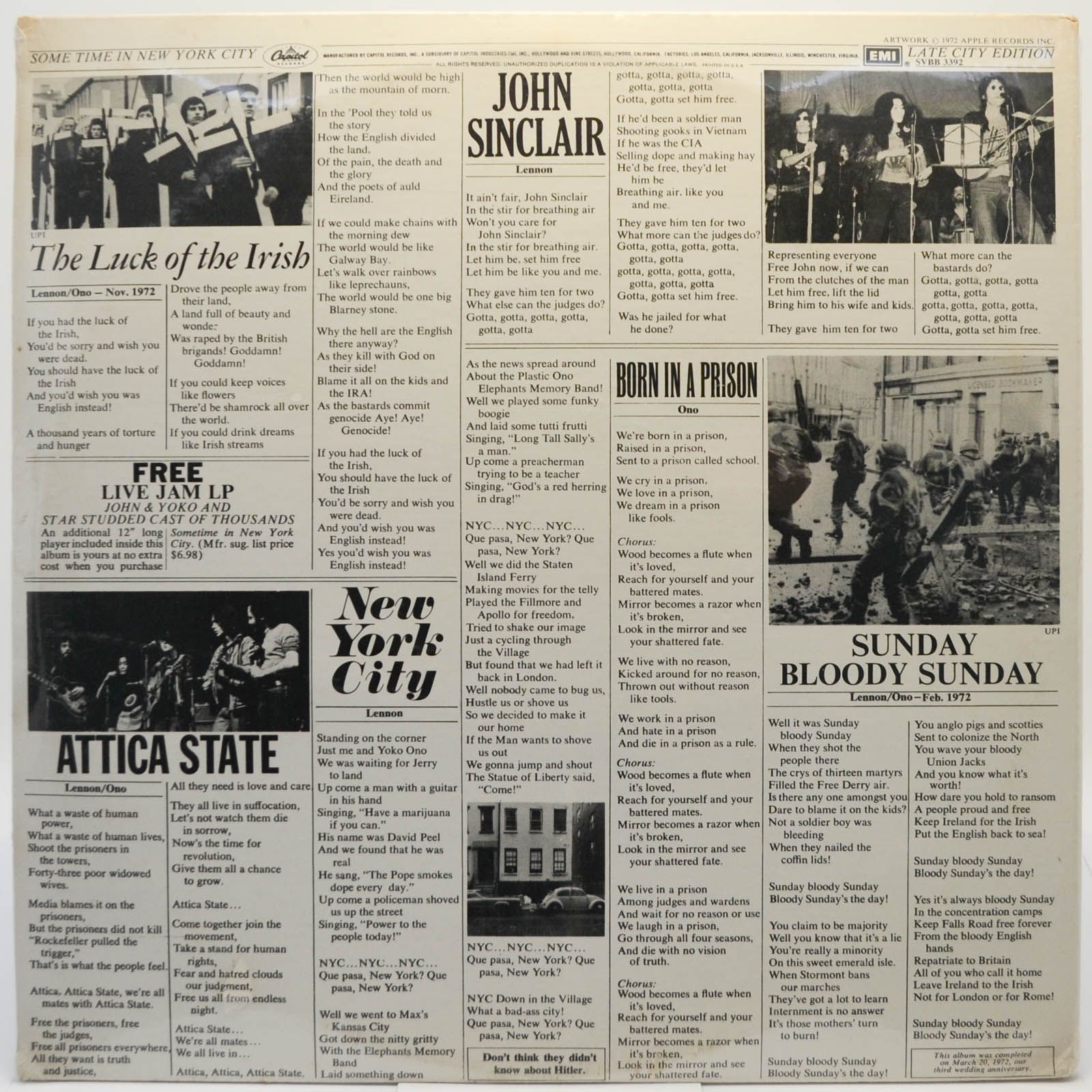 John & Yoko / Plastic Ono Band With Elephant's Memory And Invisible Strings — Some Time In New York City (2LP, USA), 1972