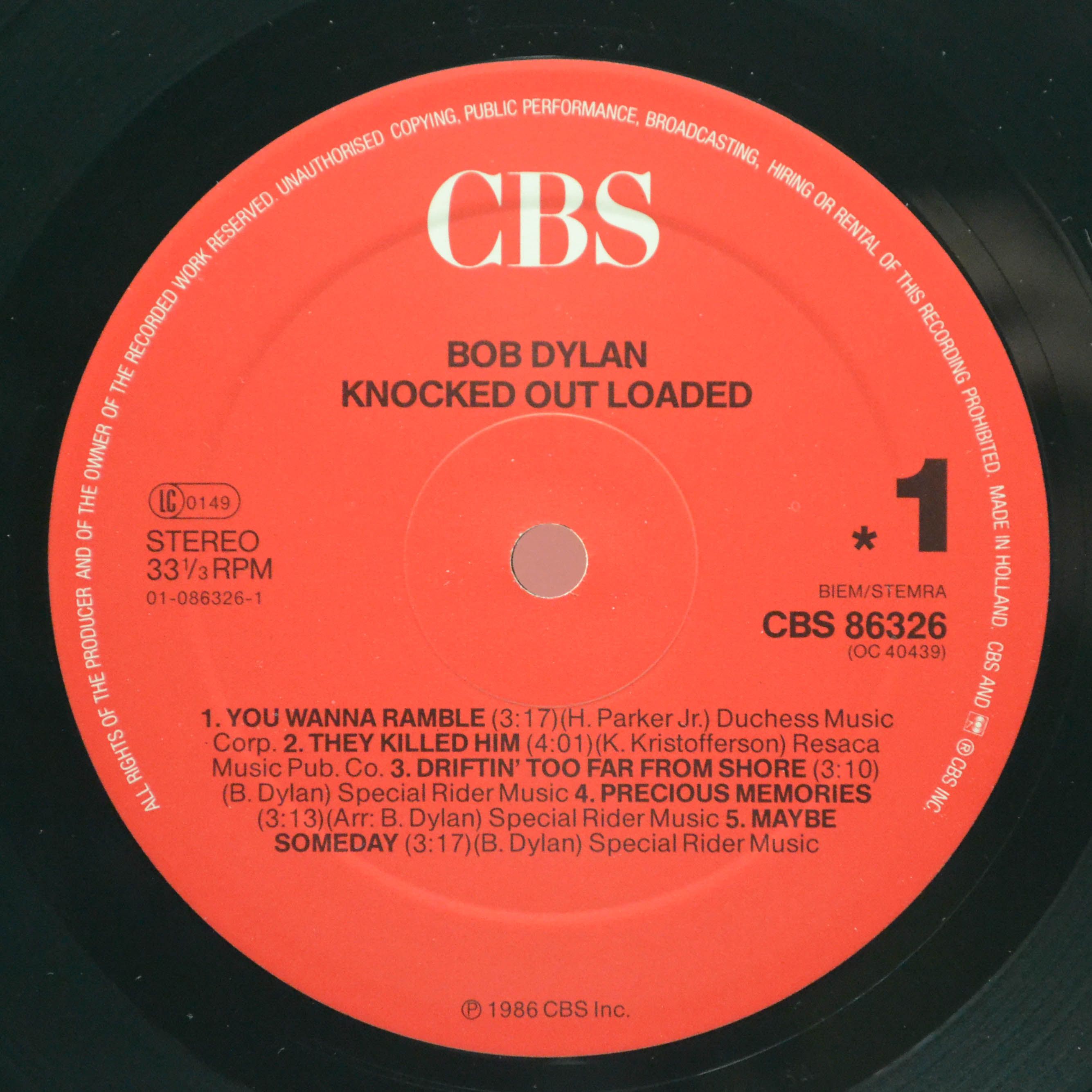 Bob Dylan — Knocked Out Loaded, 1986