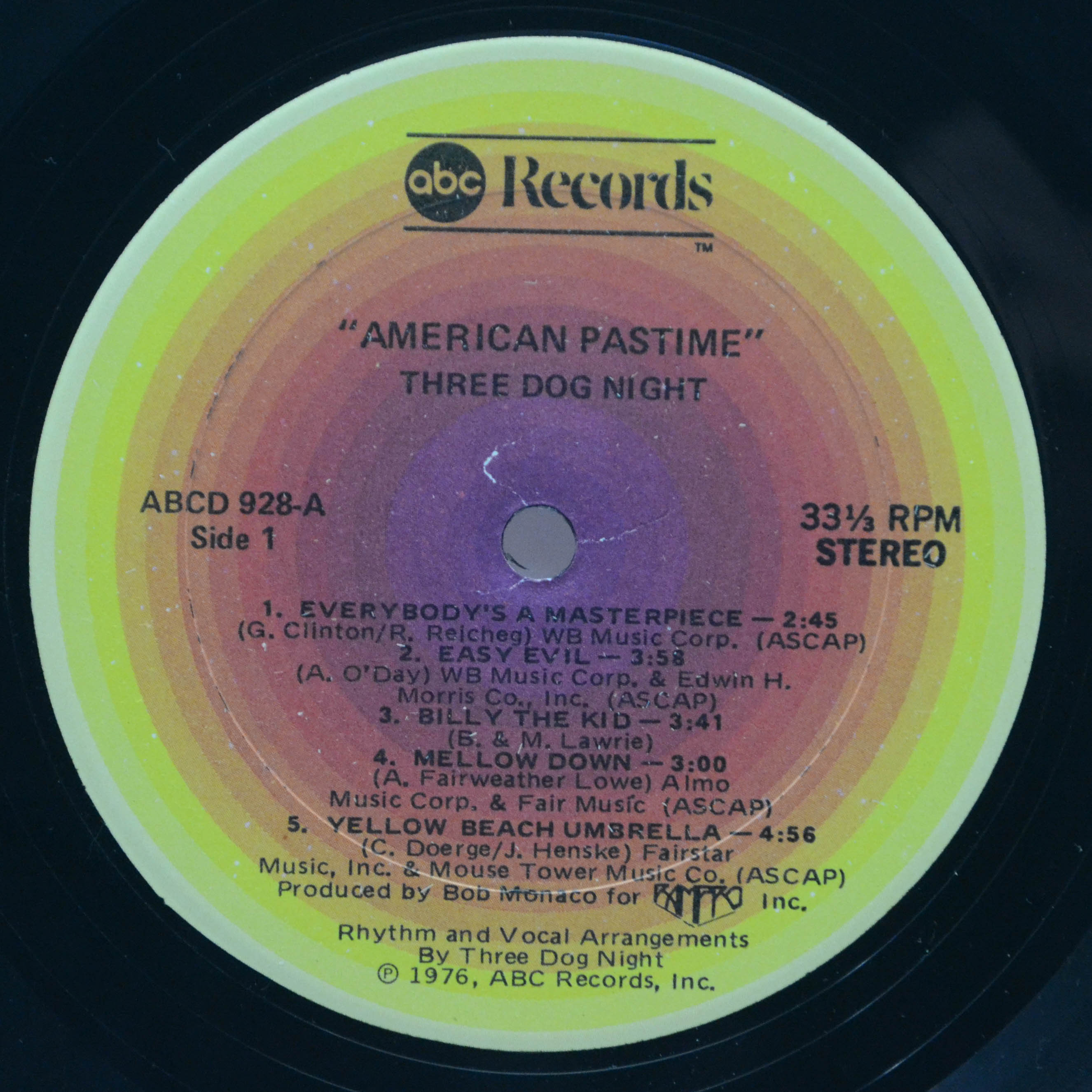 Виниловая пластинка Three Dog Night — American Pastime (1-st, USA), 1976