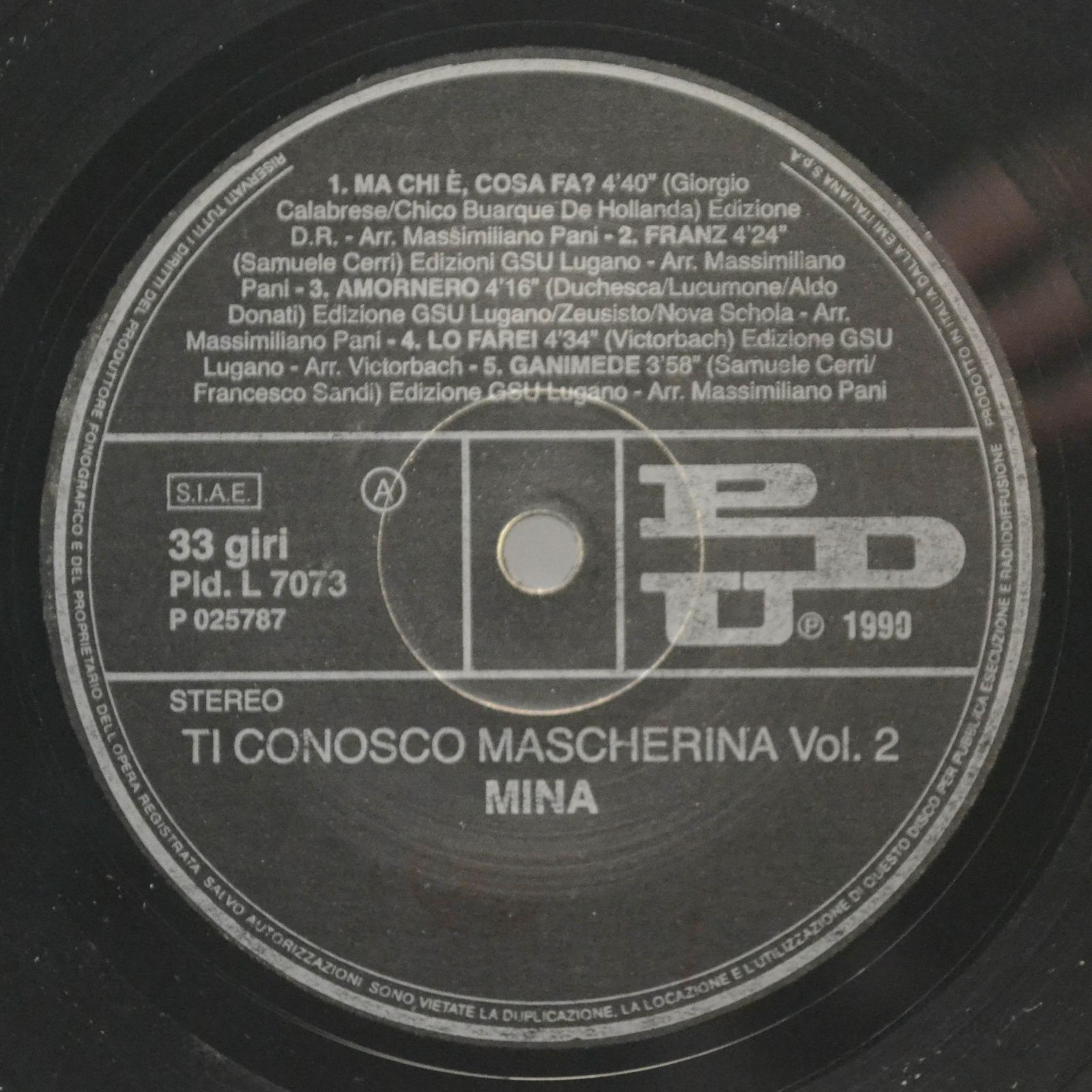 Mina — Ti Conosco Mascherina (2LP, 1-st, Italy), 1990