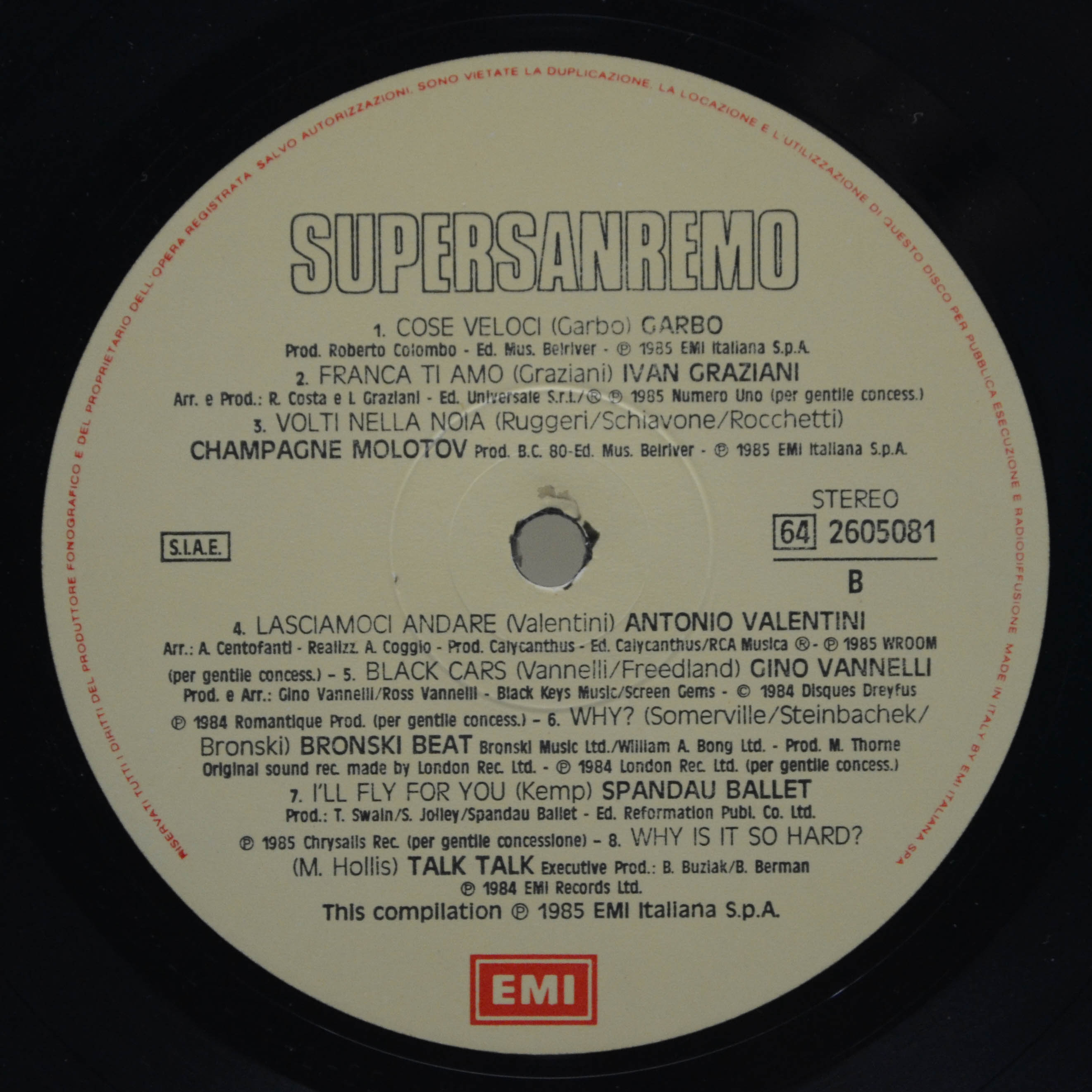 Various — Supersanremo 1985, 1985
