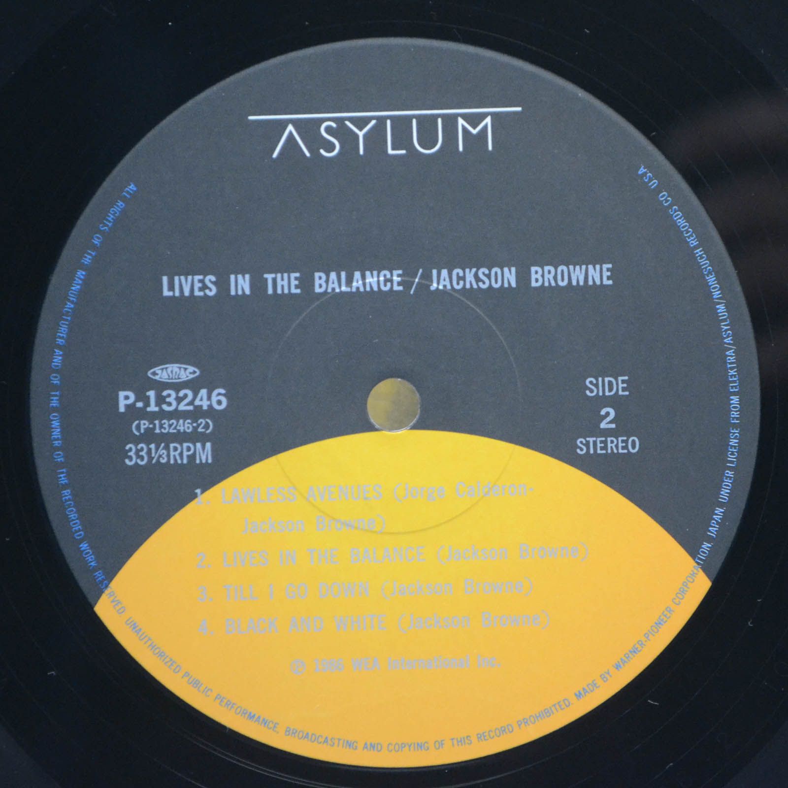 Jackson Browne — Lives In The Balance, 1986