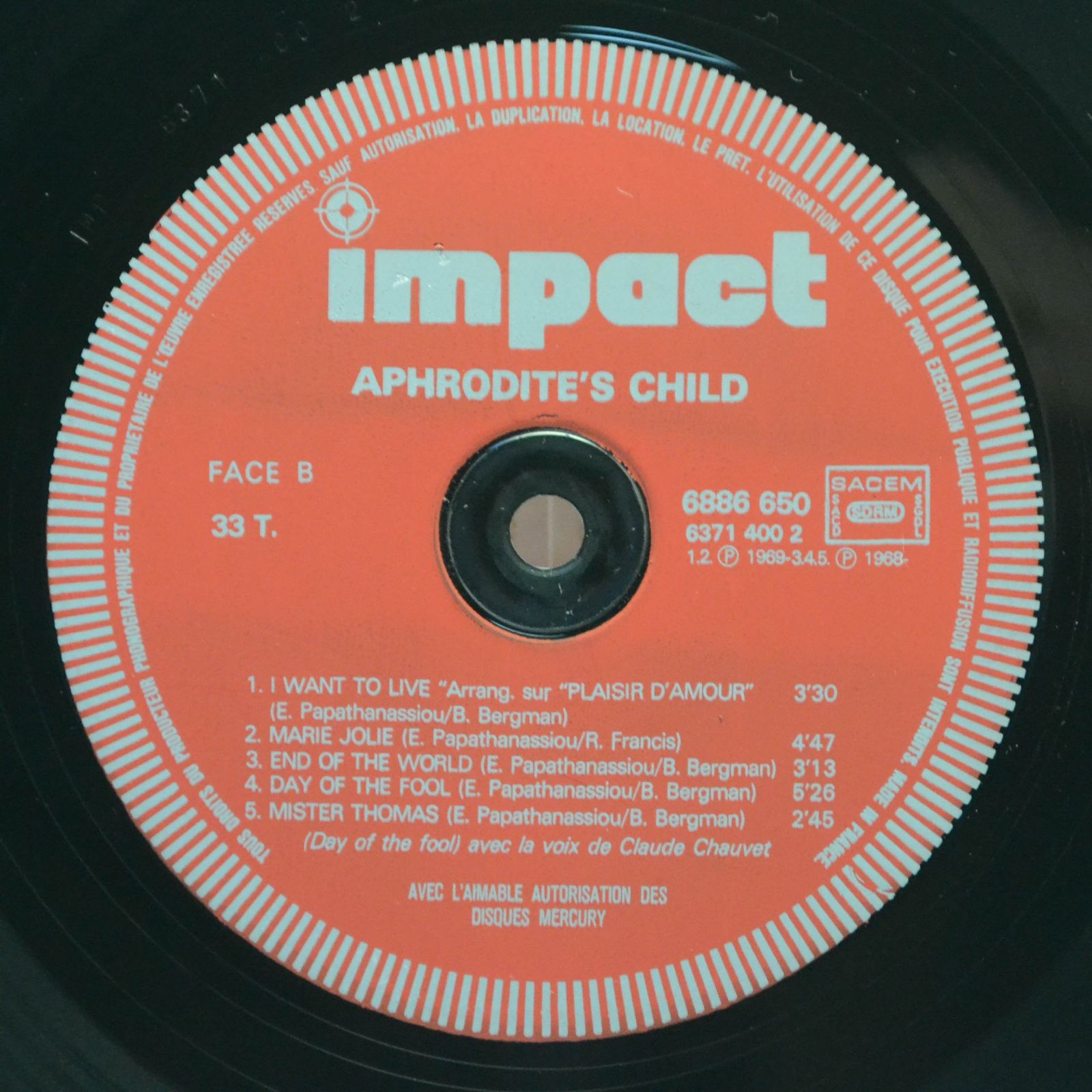 Aphrodite's Child — Aphrodite's Child (France), 1976