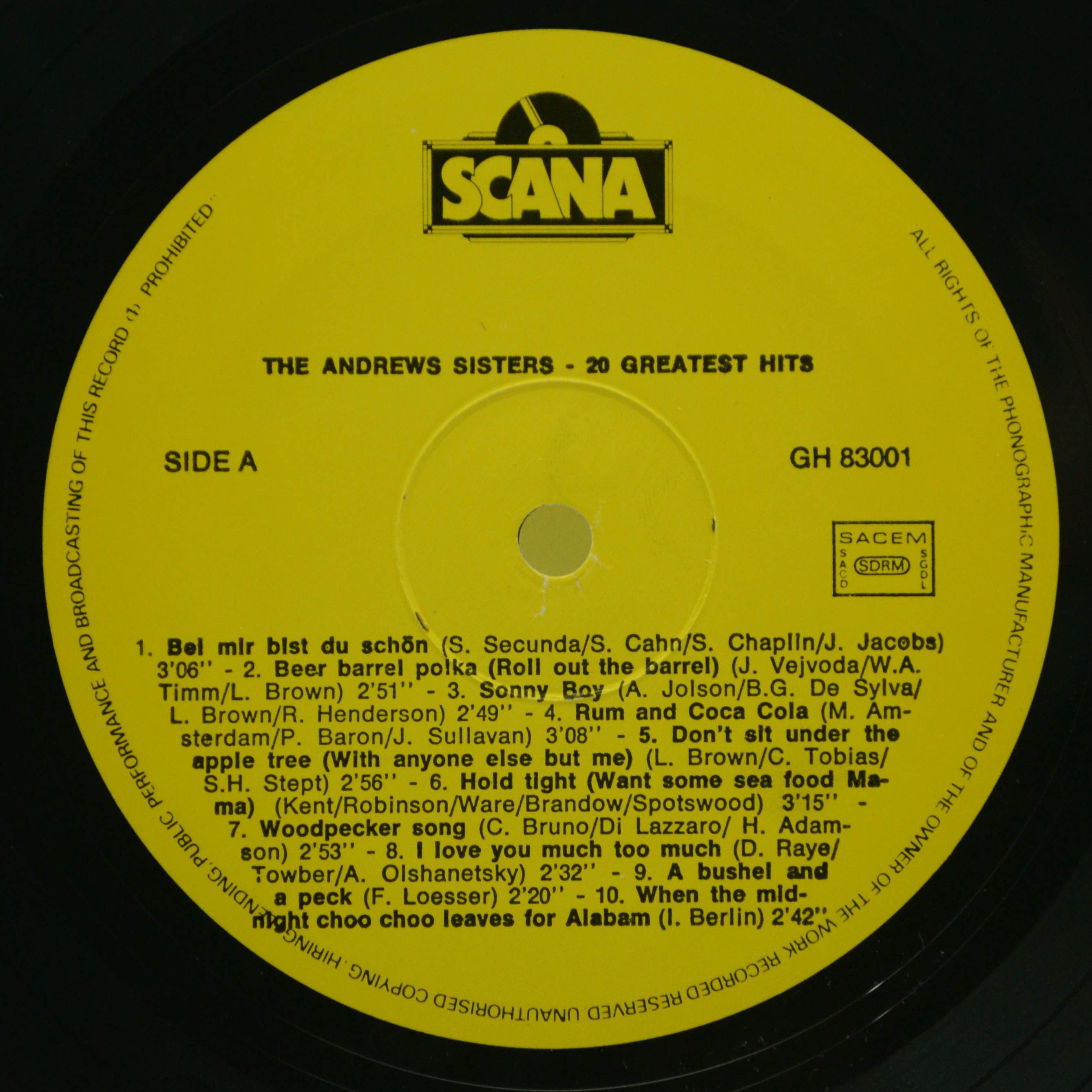 Andrews Sisters — 20 Greatest Hits, 1977