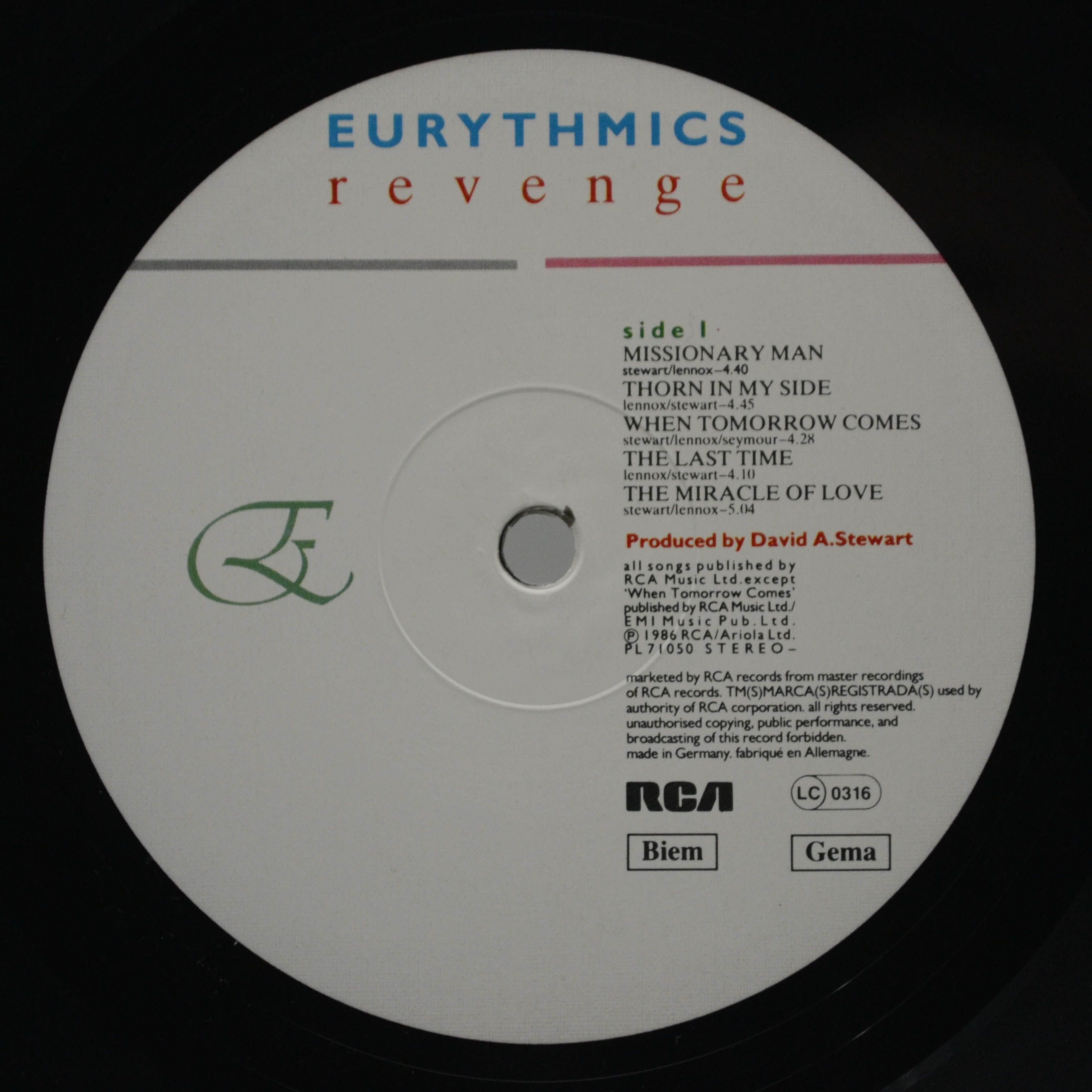 Eurythmics — Revenge, 1986