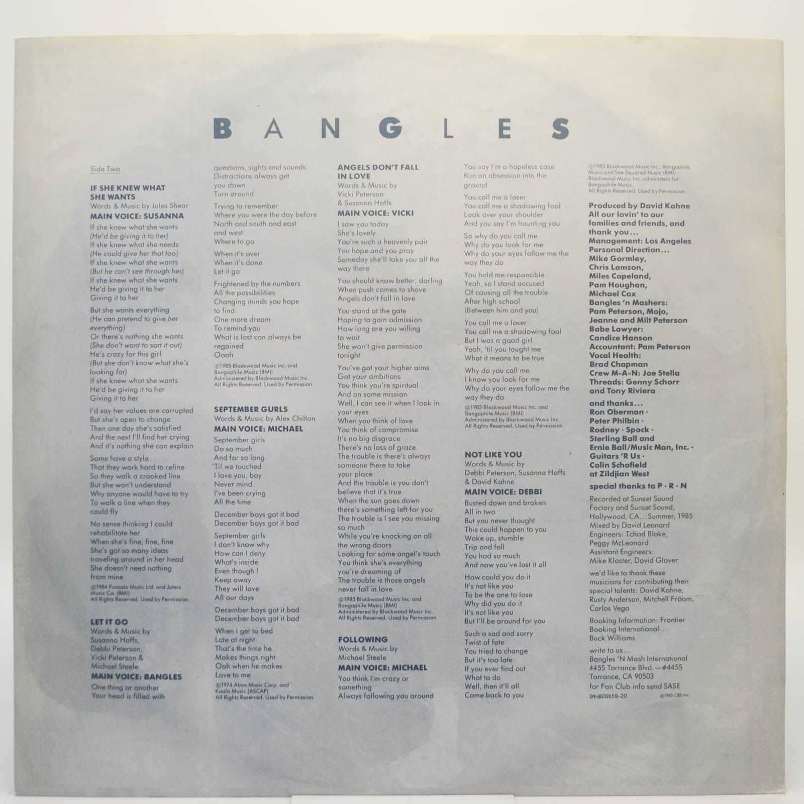 Bangles — Different Light, 1986