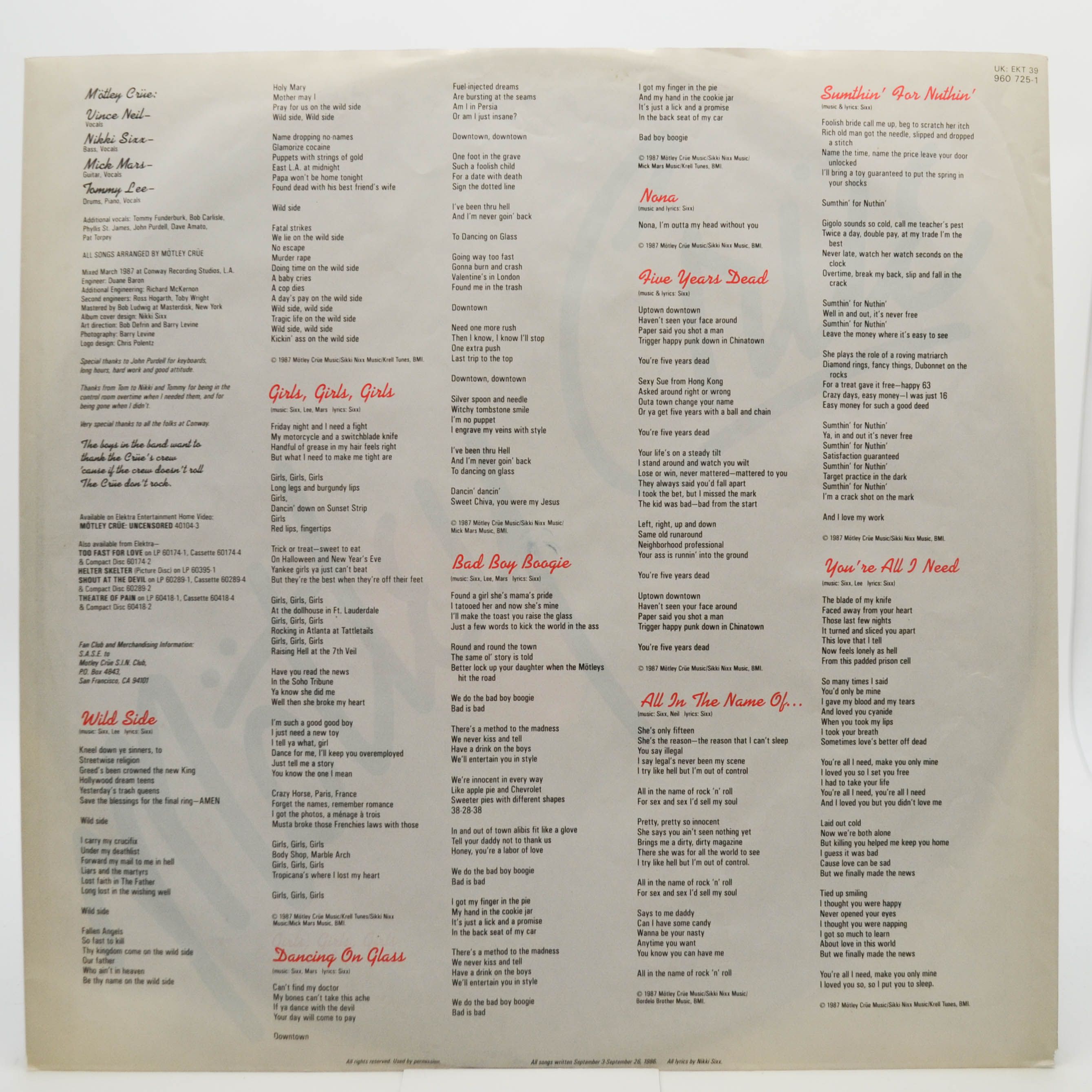 Mötley Crüe — Girls, Girls, Girls, 1987