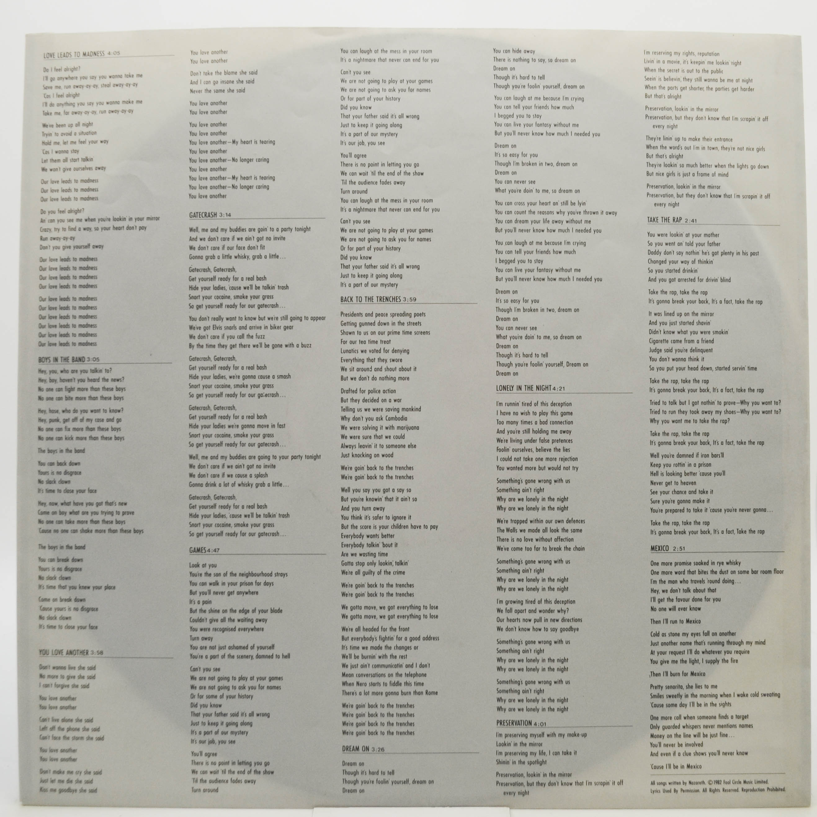 Nazareth — 2XS, 1982