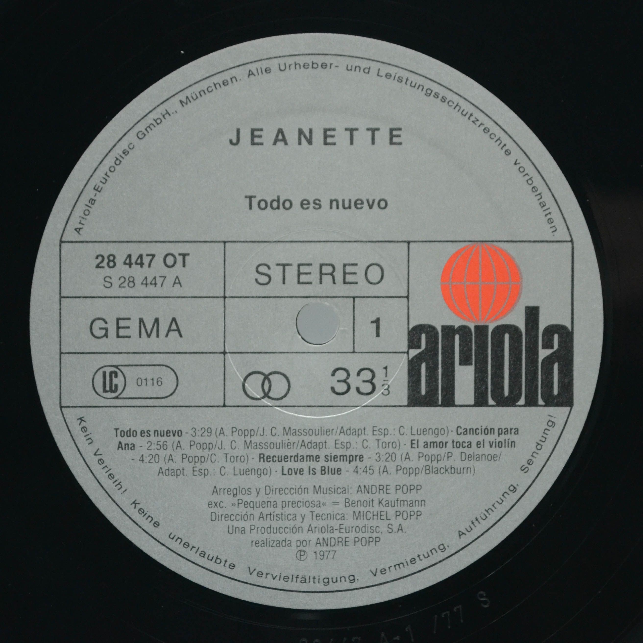 Jeanette — Todo Es Nuevo, 1977