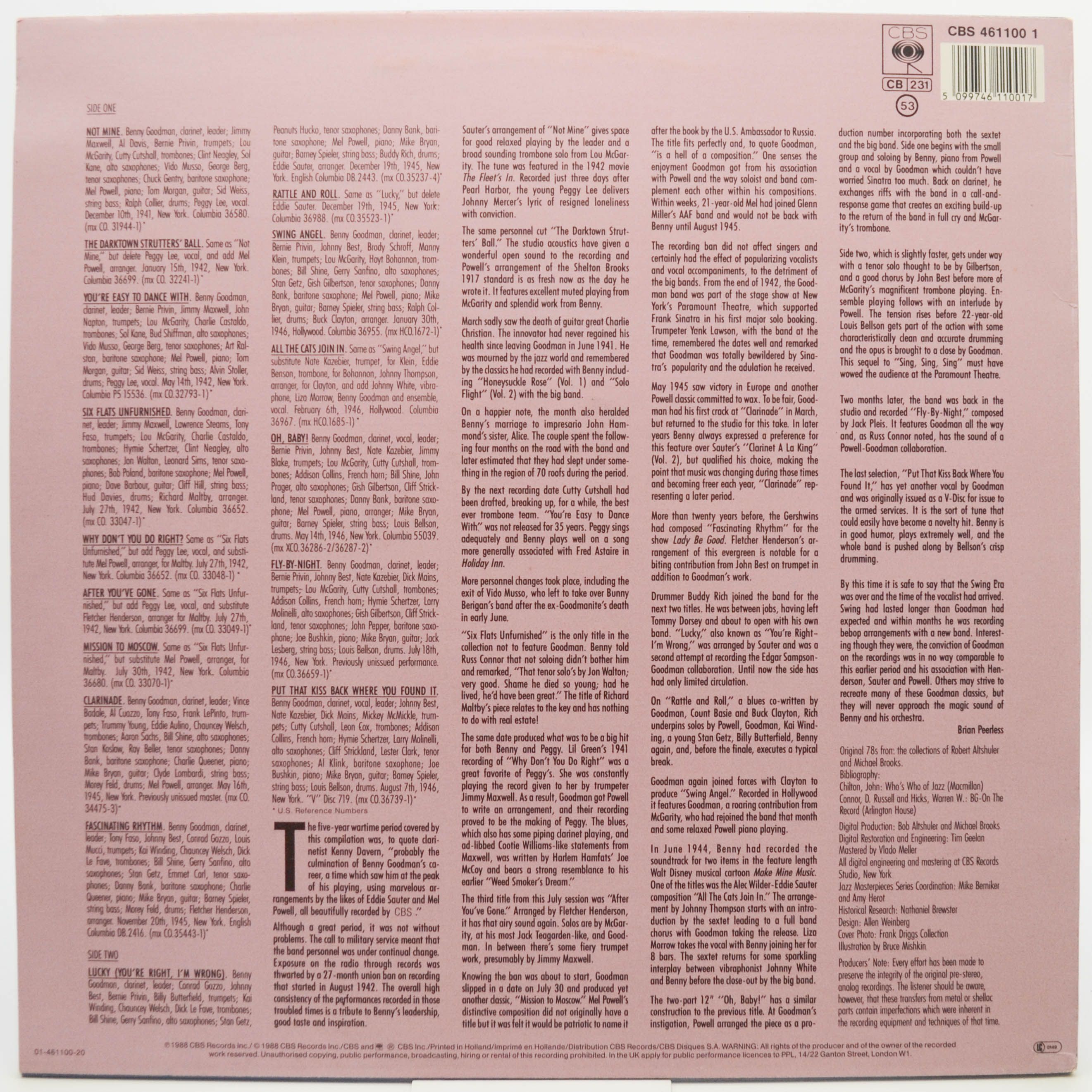 Benny Goodman — Vol. III: All The Cats Join In, 1988