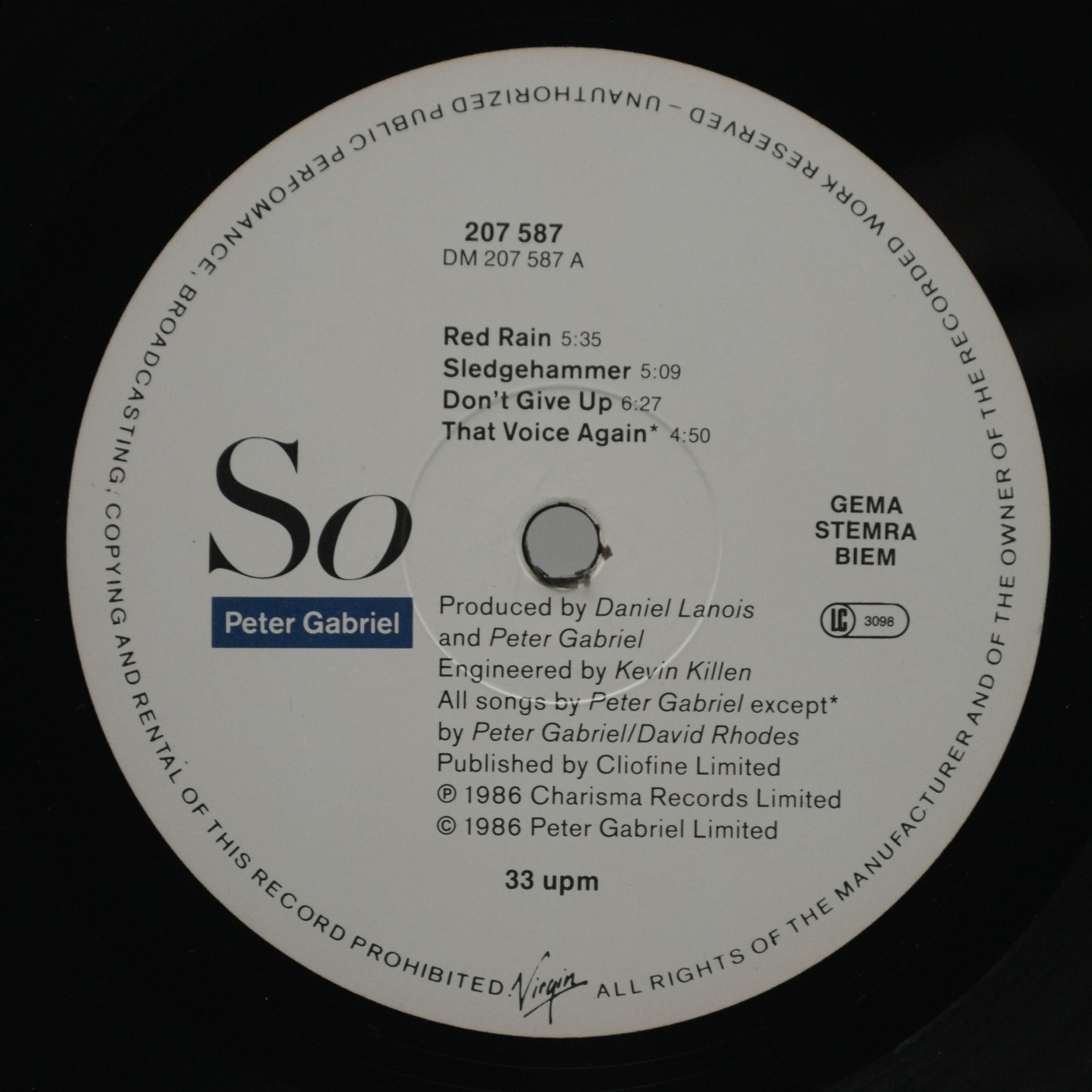 Peter Gabriel — So, 1986
