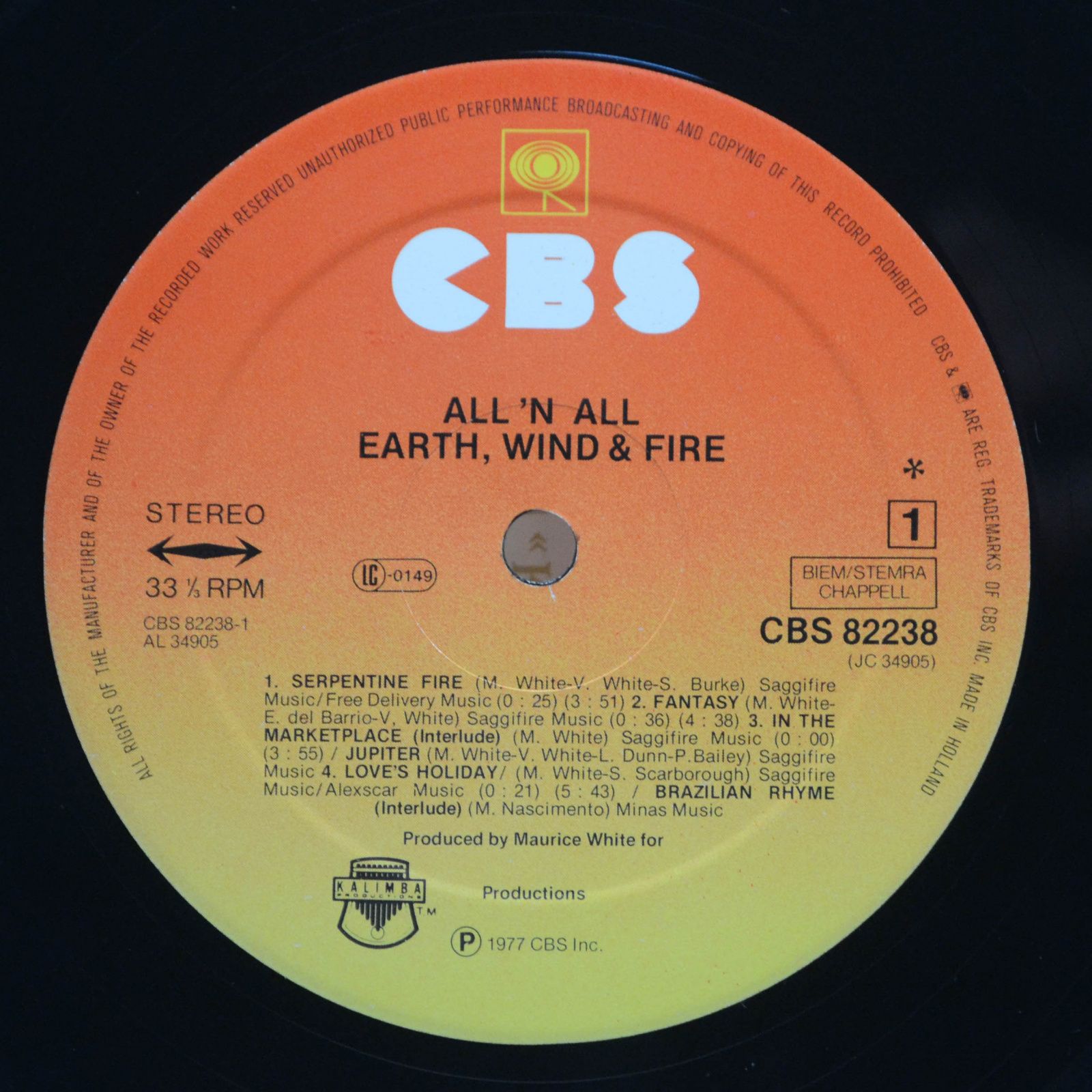 Earth, Wind & Fire — All 'N All (poster), 1977