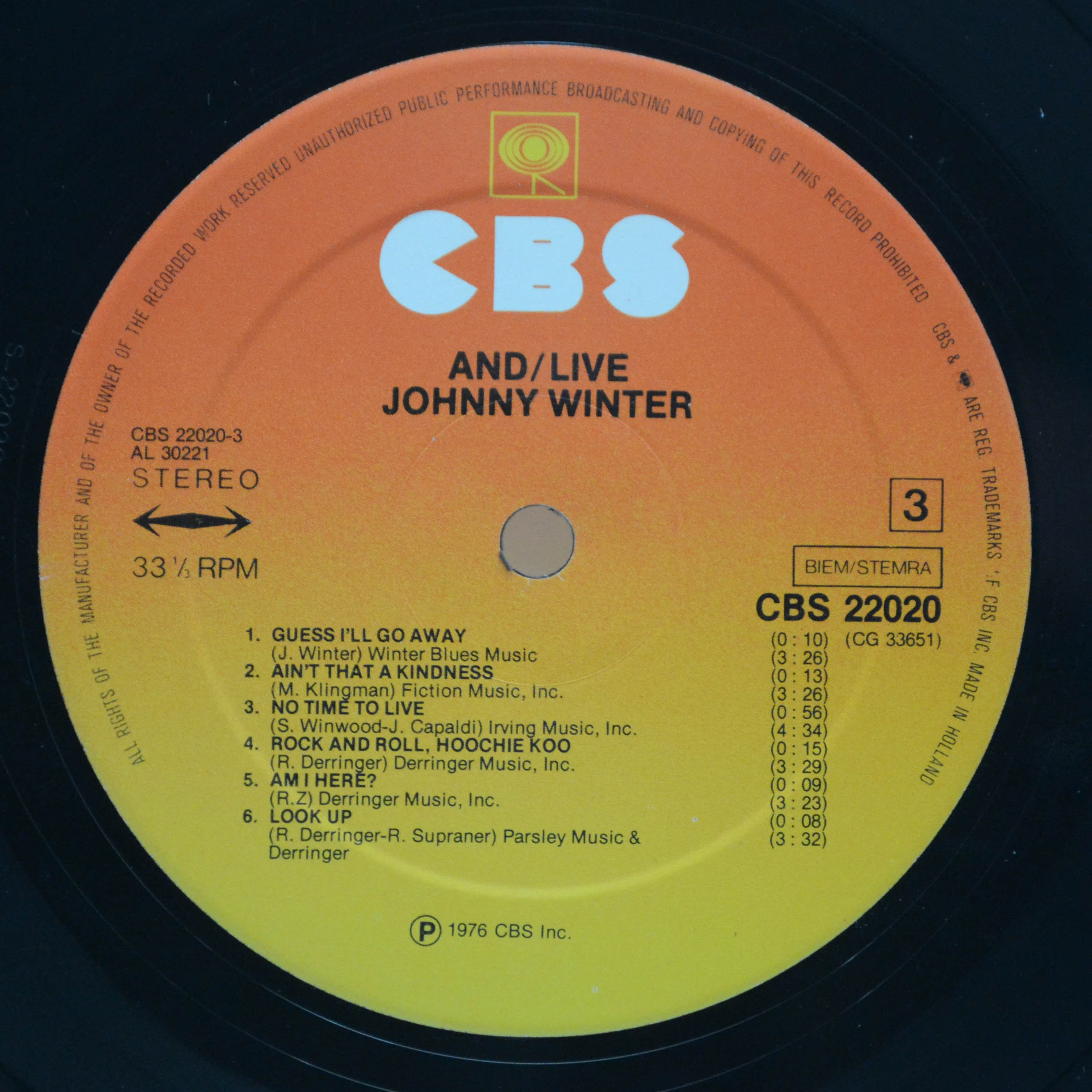 Johnny Winter — And/Live (2LP), 1975