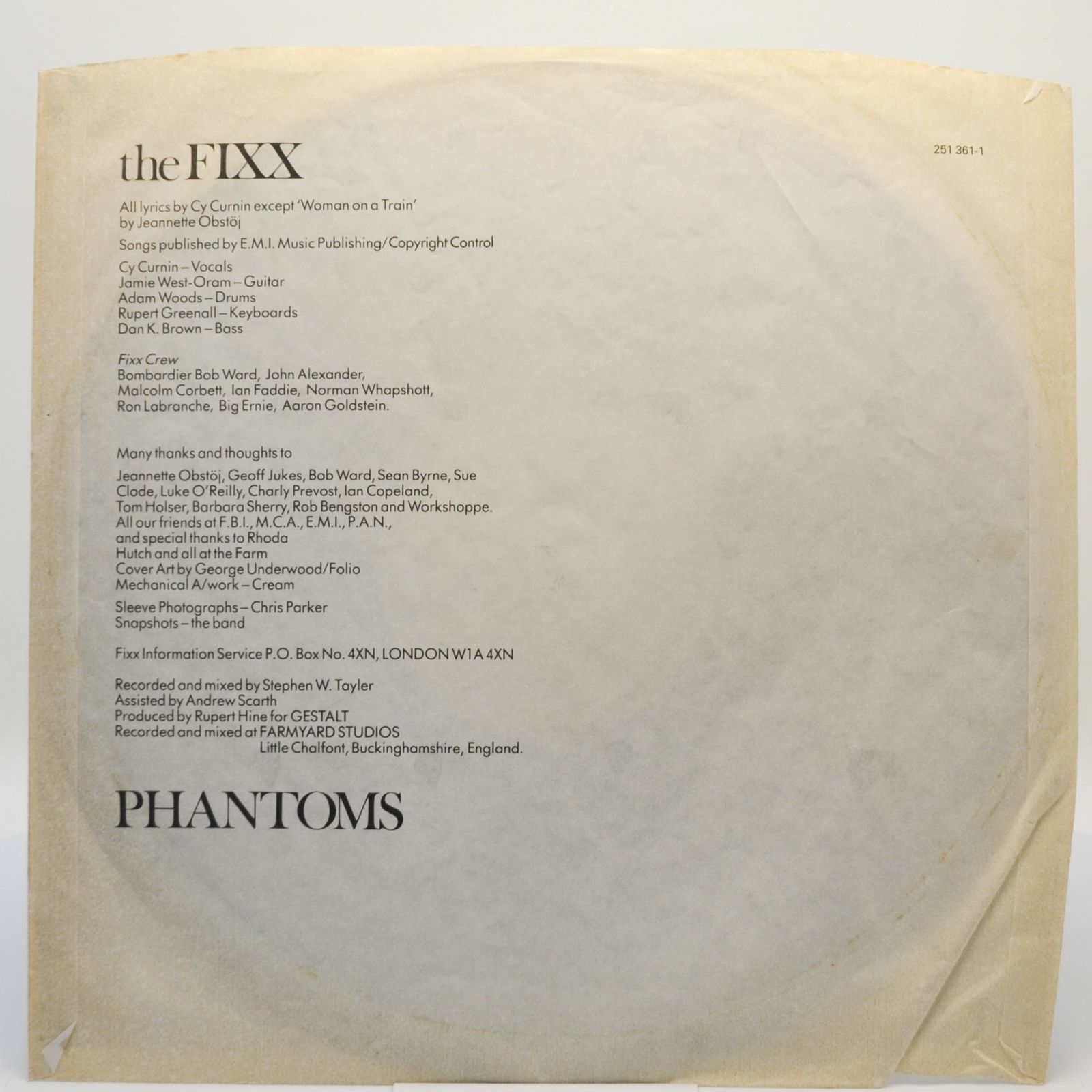 Fixx — Phantoms, 1984