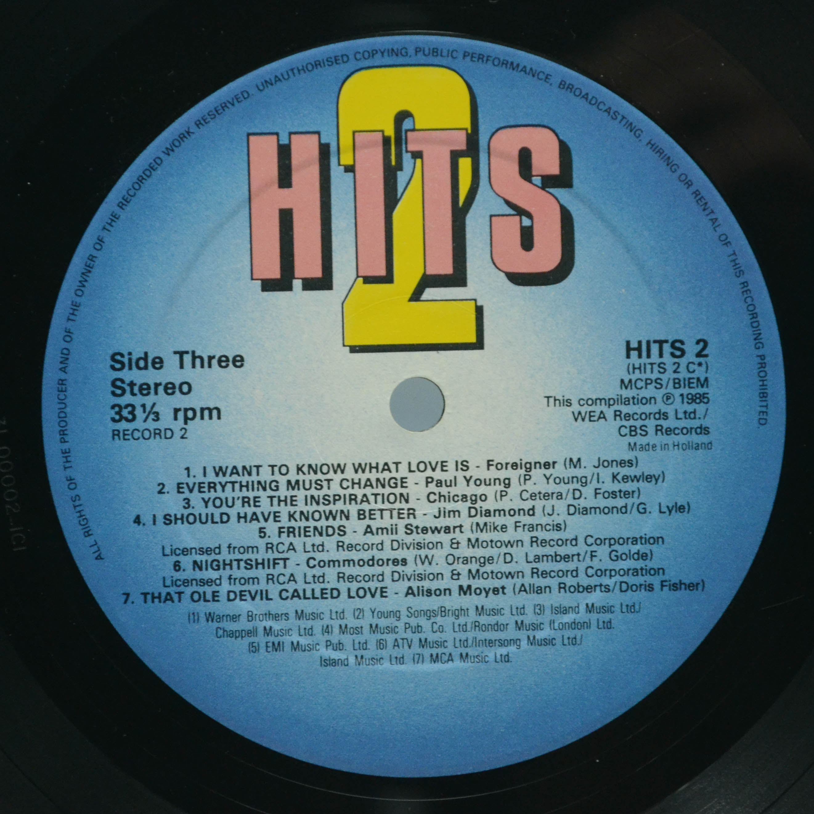 Various — Hits 2 - The Album (2LP), 1985