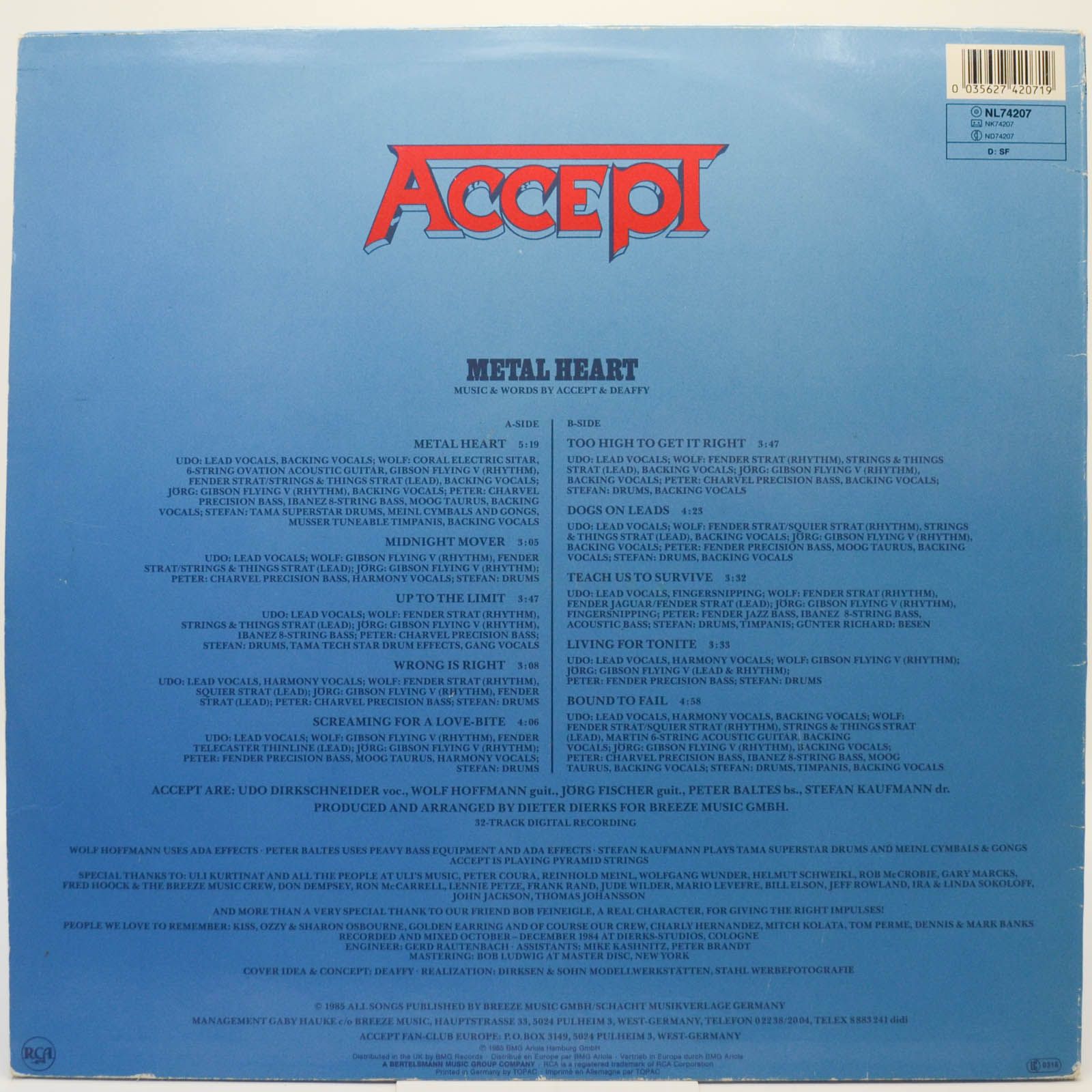 Accept — Metal Heart, 1985