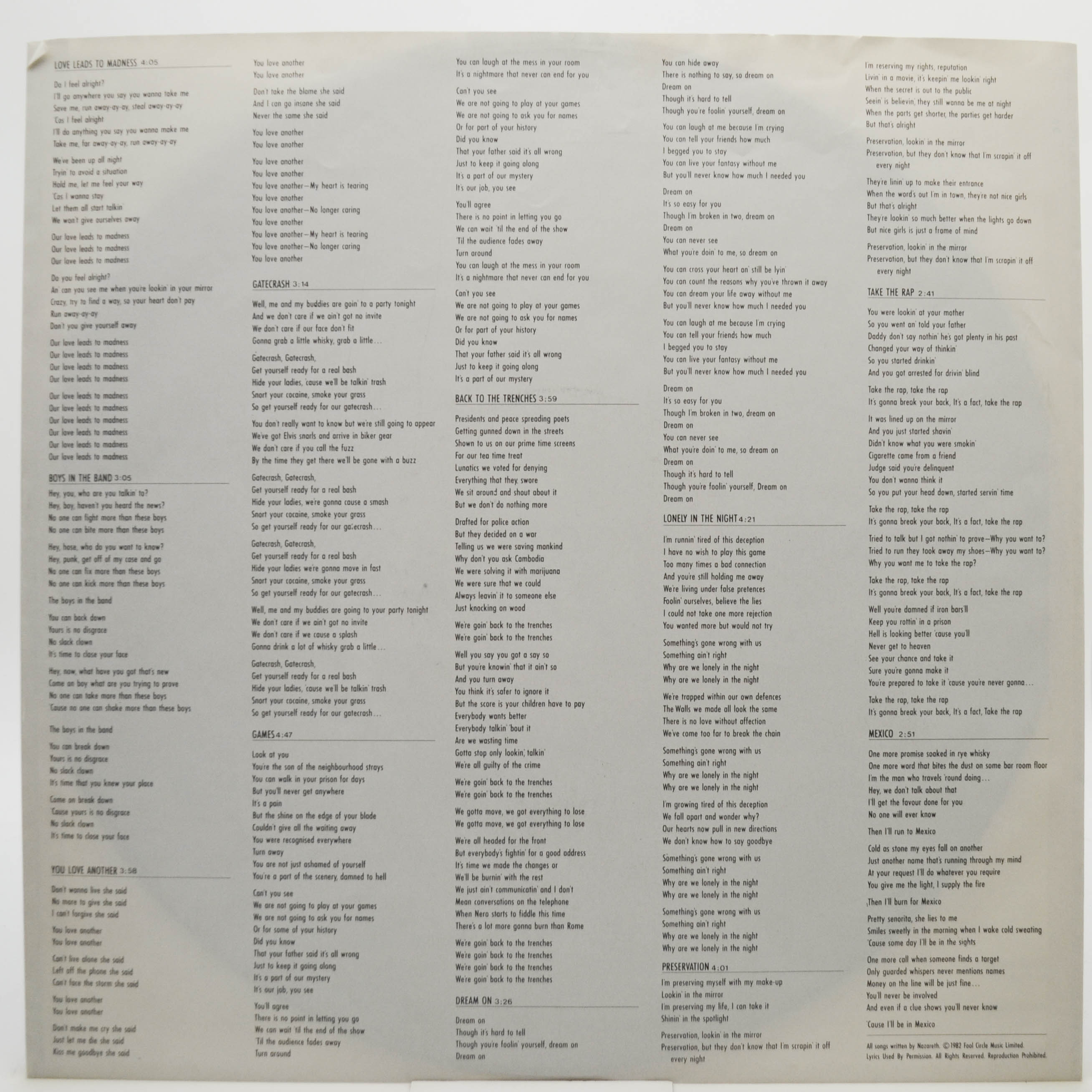 Nazareth — 2XS, 1982