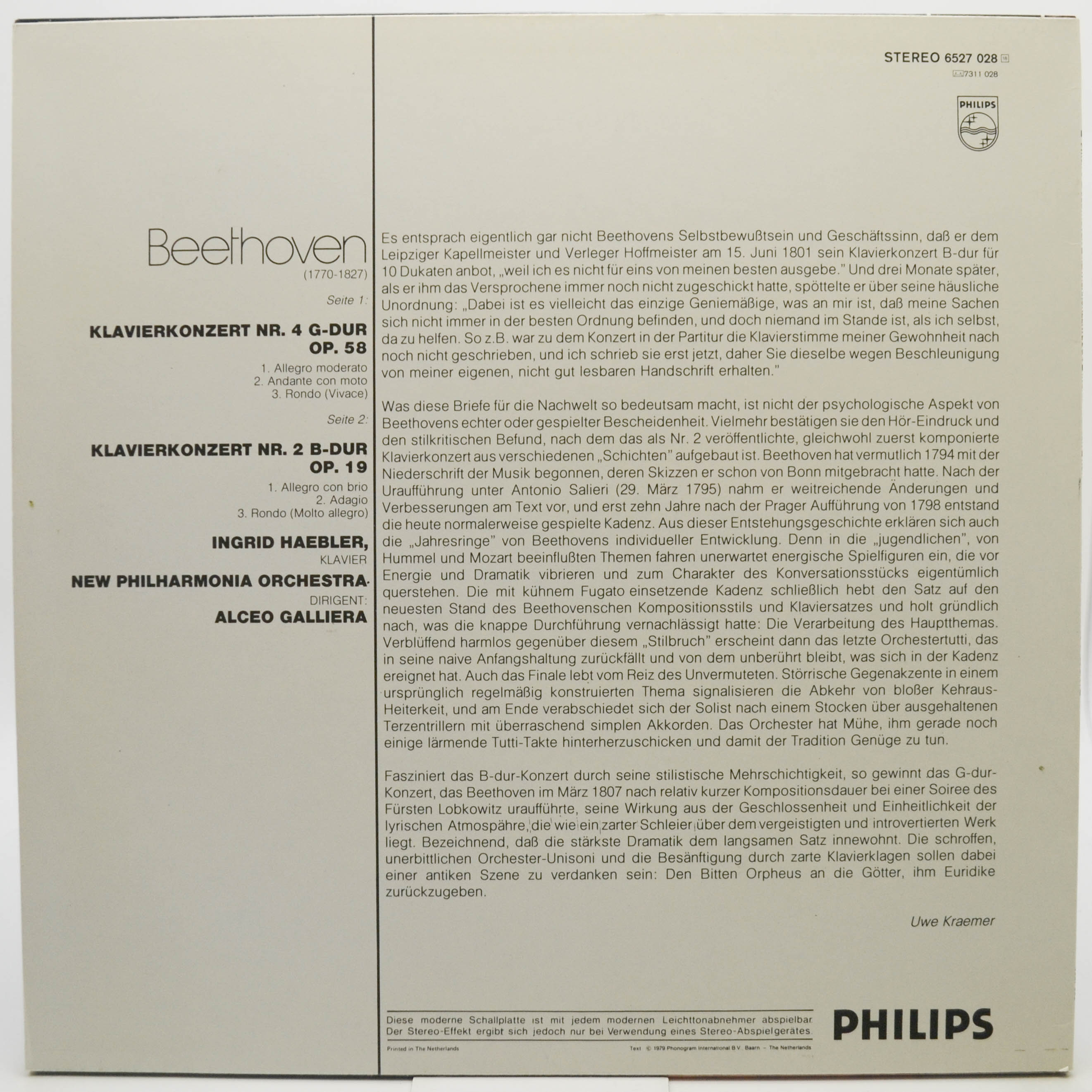 Beethoven, Ingrid Haebler, New Philharmonia Orchestra, Alceo Galliera — Klavierkonzerte 2 & 4, 1979