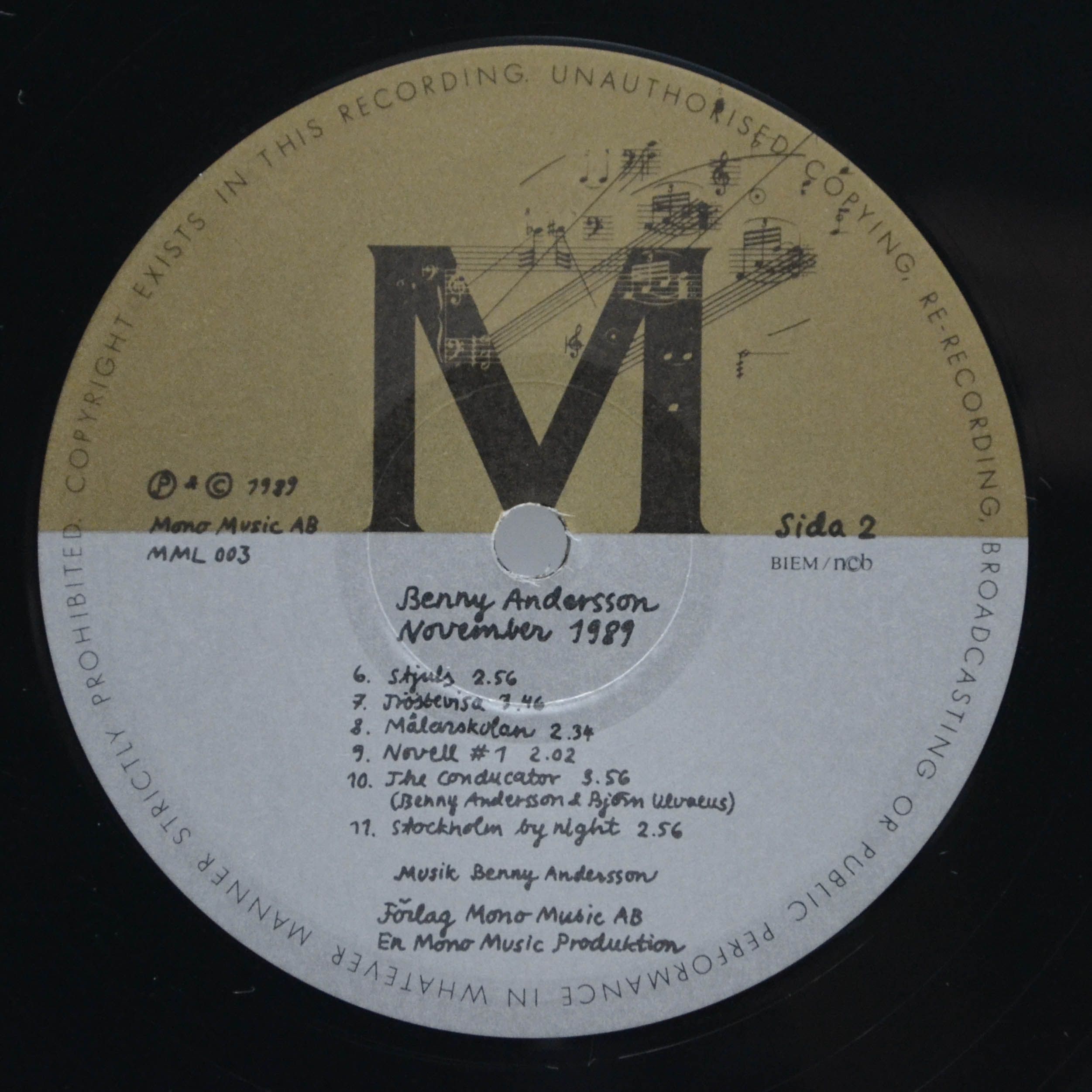 Benny Andersson — November 1989 (1-st, Sweden), 1989