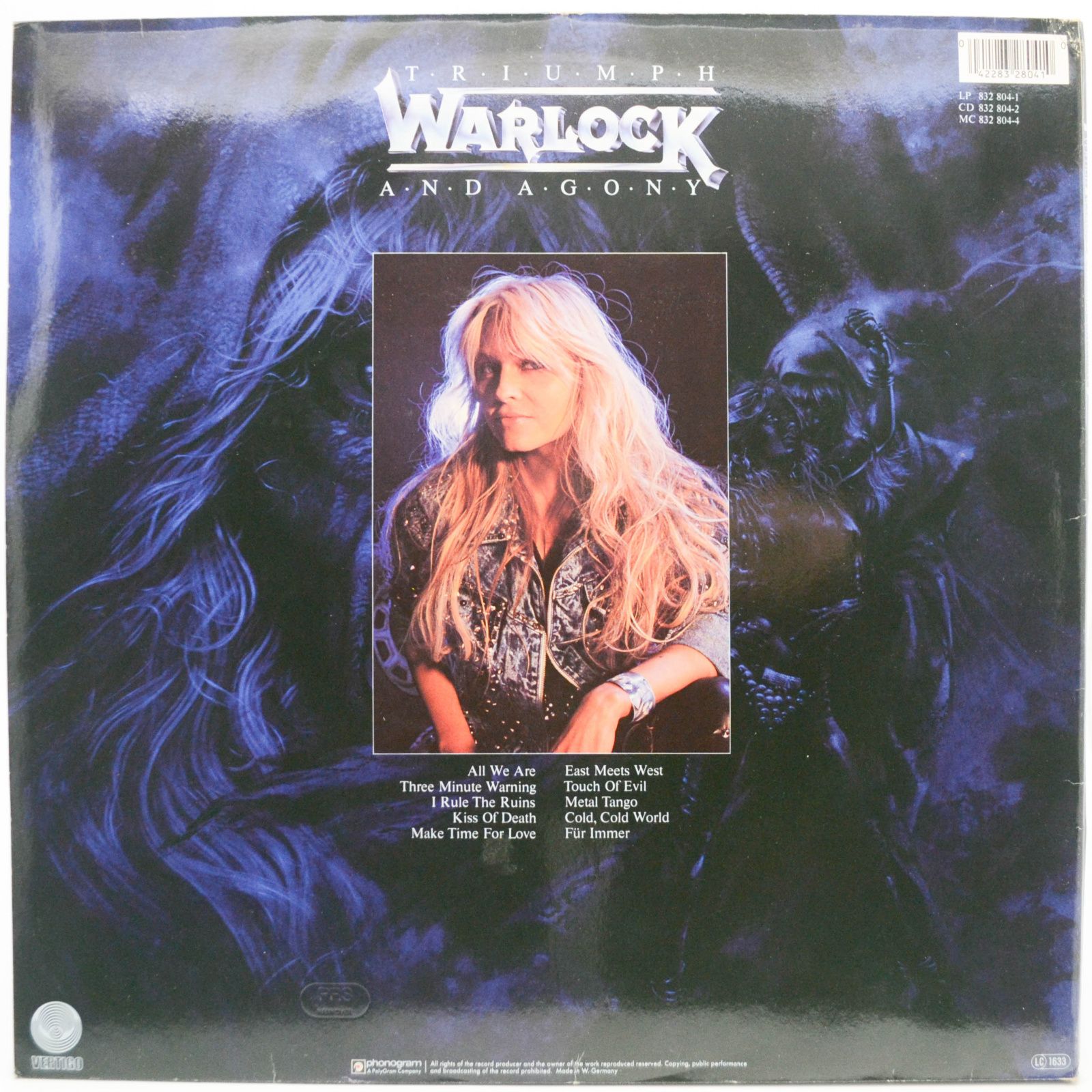 Warlock - Triumph And Agony, 4490 ₽ купить виниловую пластинку с доставкой