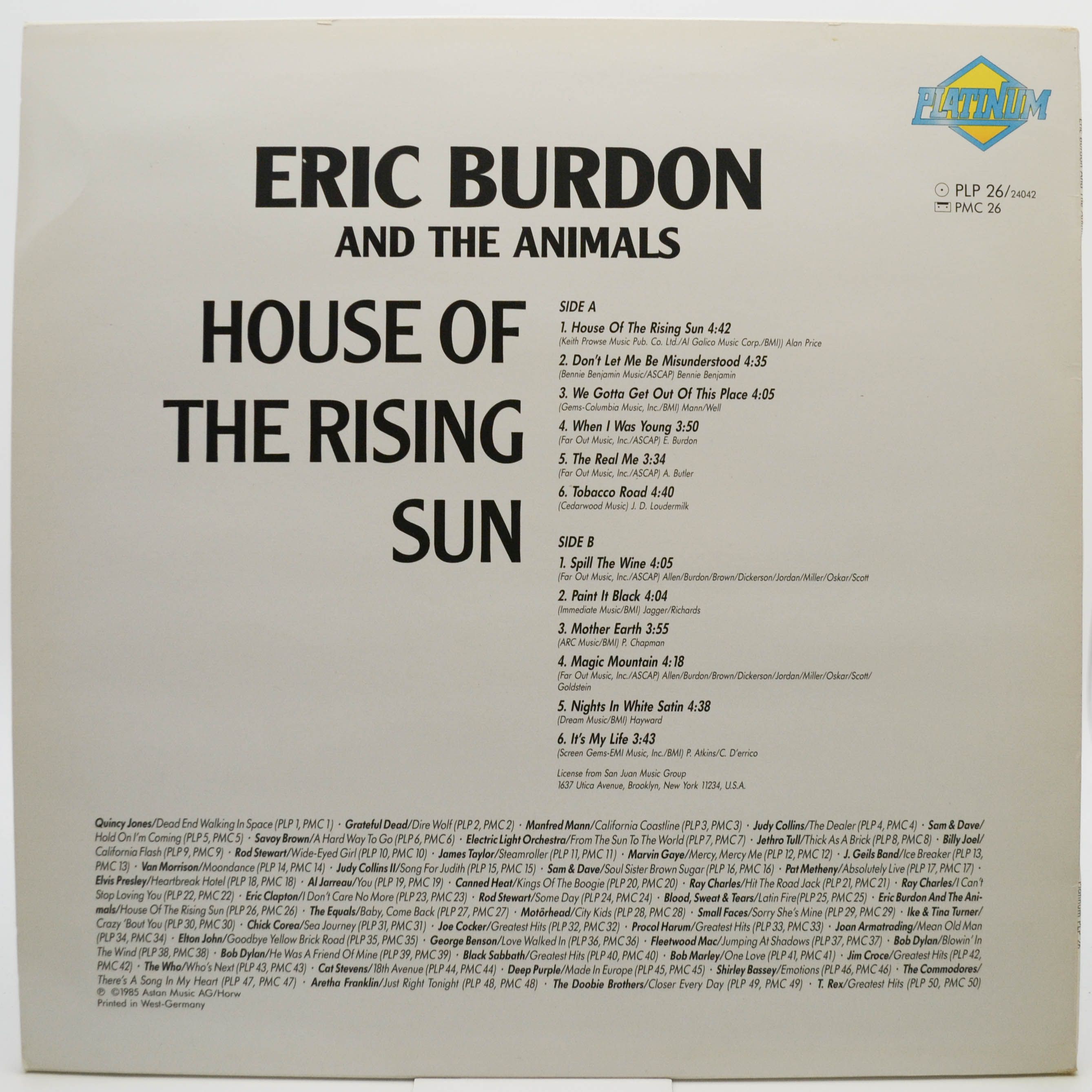 Eric Burdon And The Animals — House Of The Rising Sun, 1985