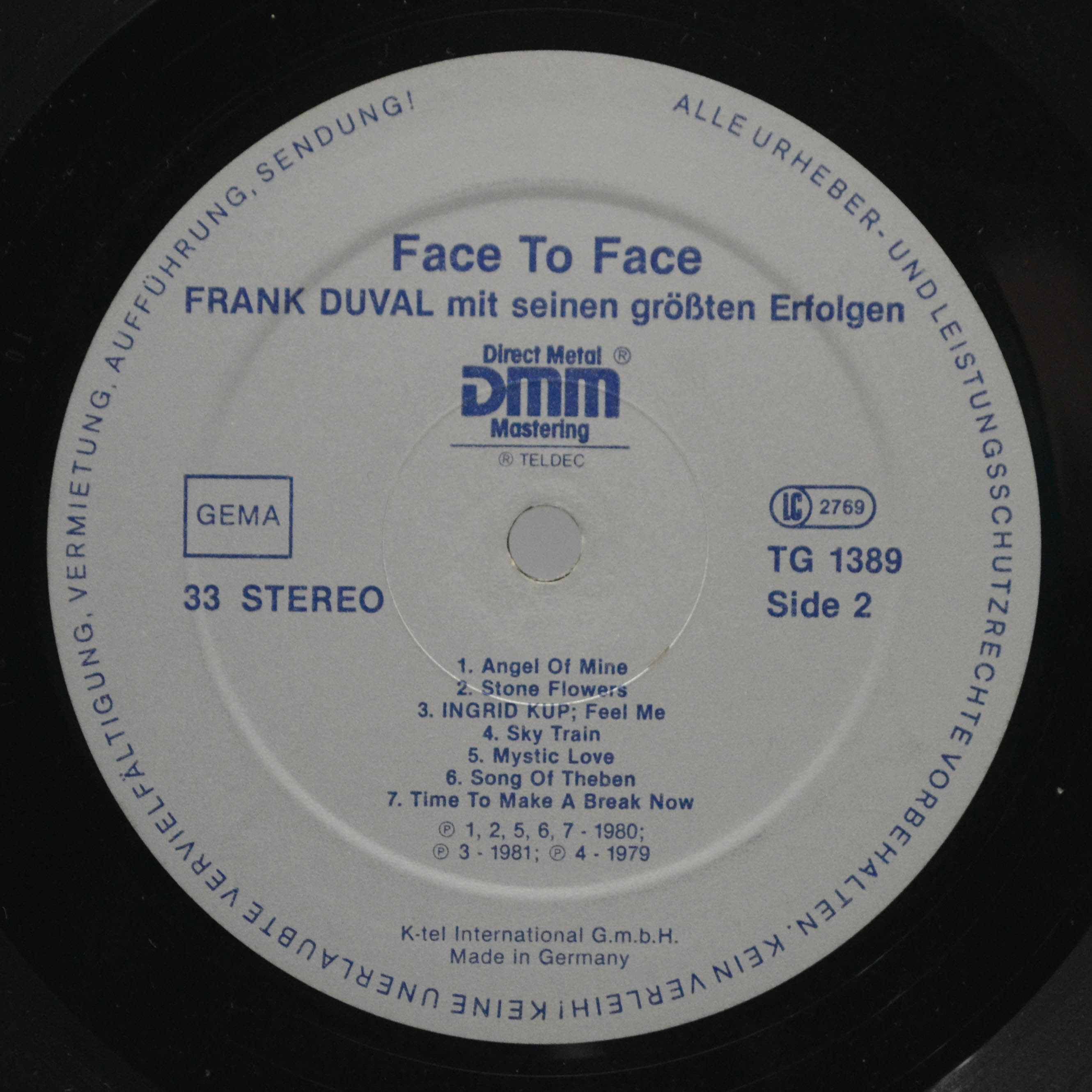 Frank Duval — Face To Face, 1982