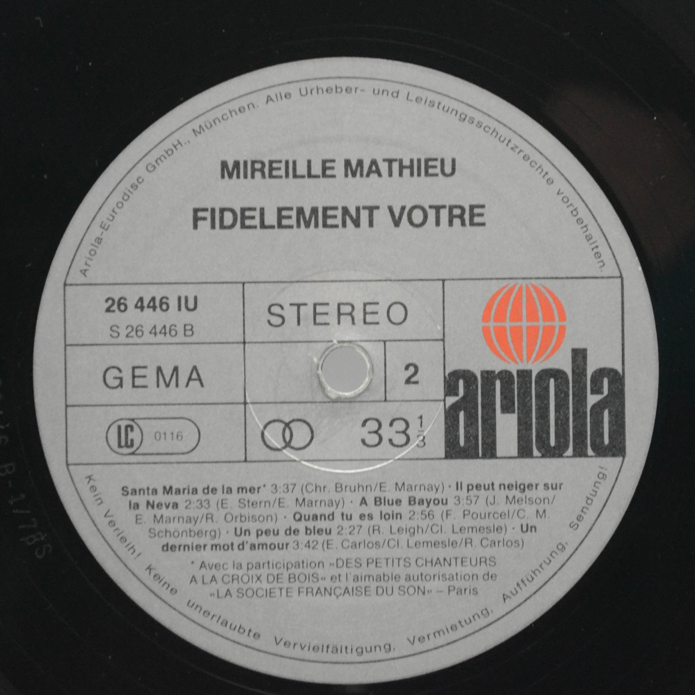 Виниловая пластинка Mireille Mathieu — Fidèlement Votre, 1978