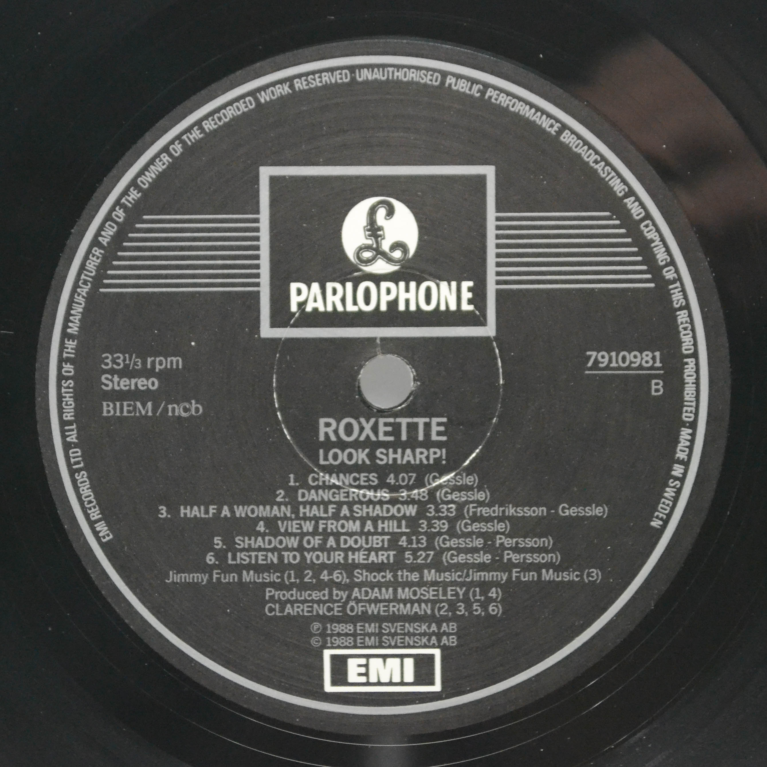 Roxette — Look Sharp! (1-st, Sweden), 1988