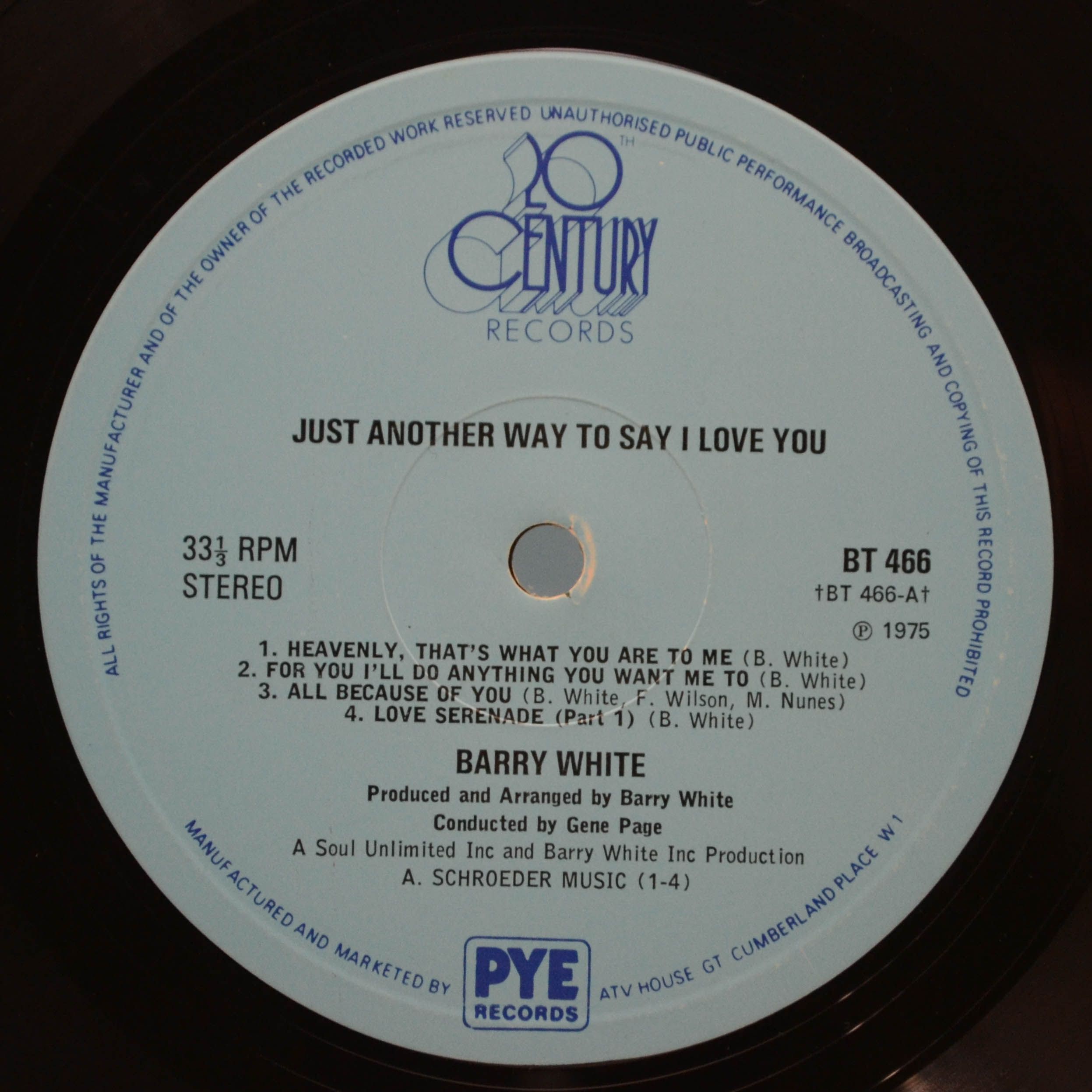Barry White — Just Another Way To Say I Love You (UK), 1975