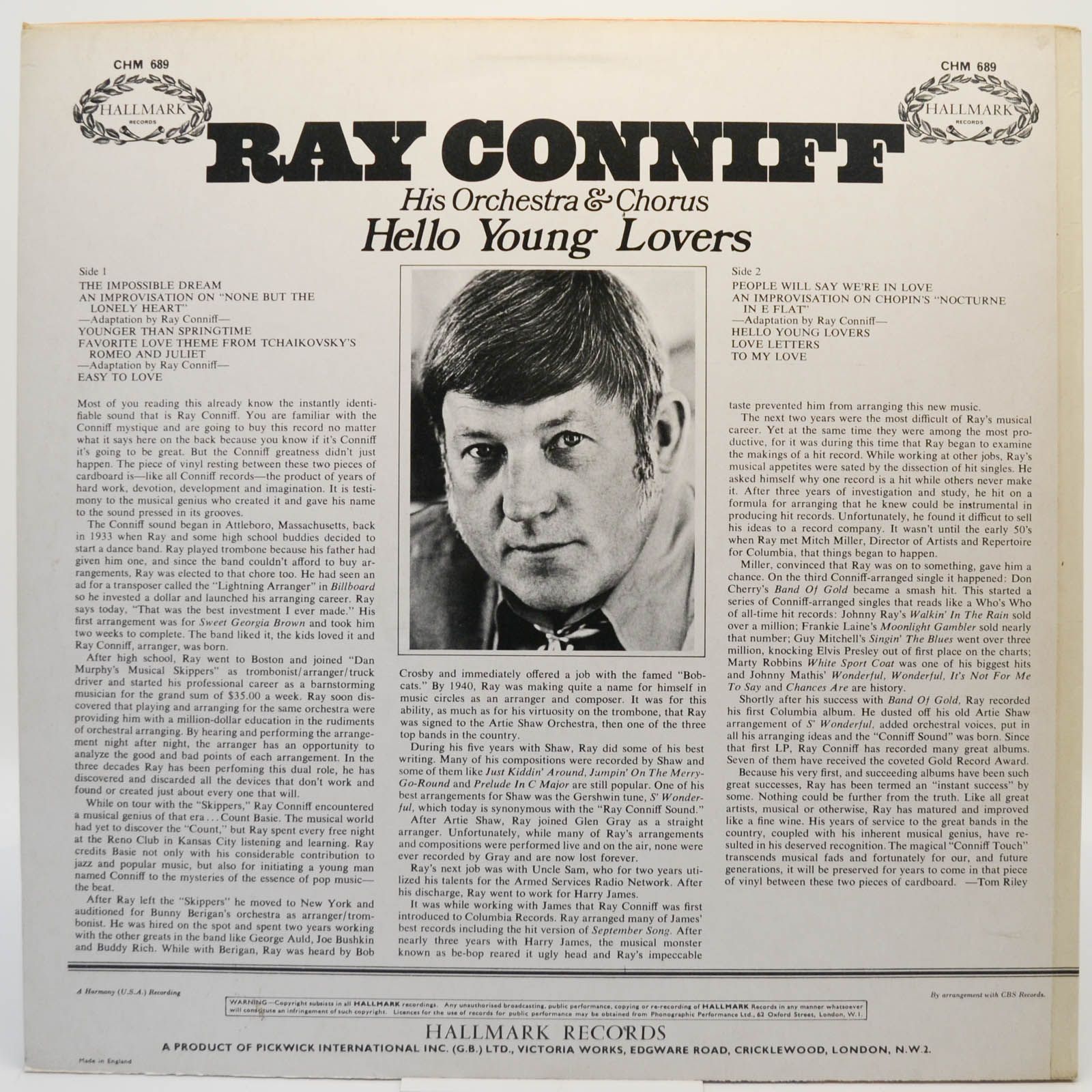 Ray Conniff — Hello Young Lovers (UK), 1970