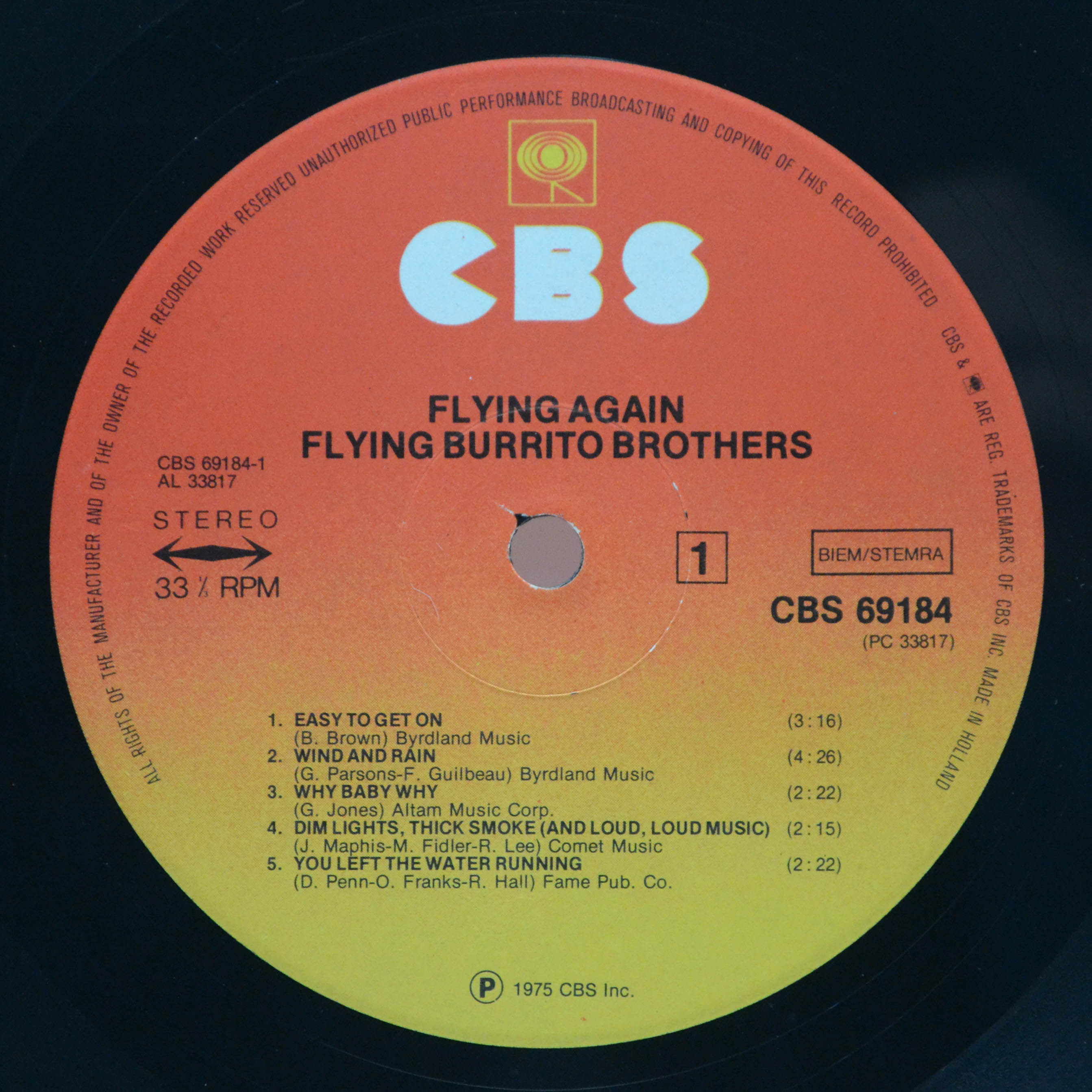 Виниловая пластинка Flying Burrito Bros — Flying Again, 1975