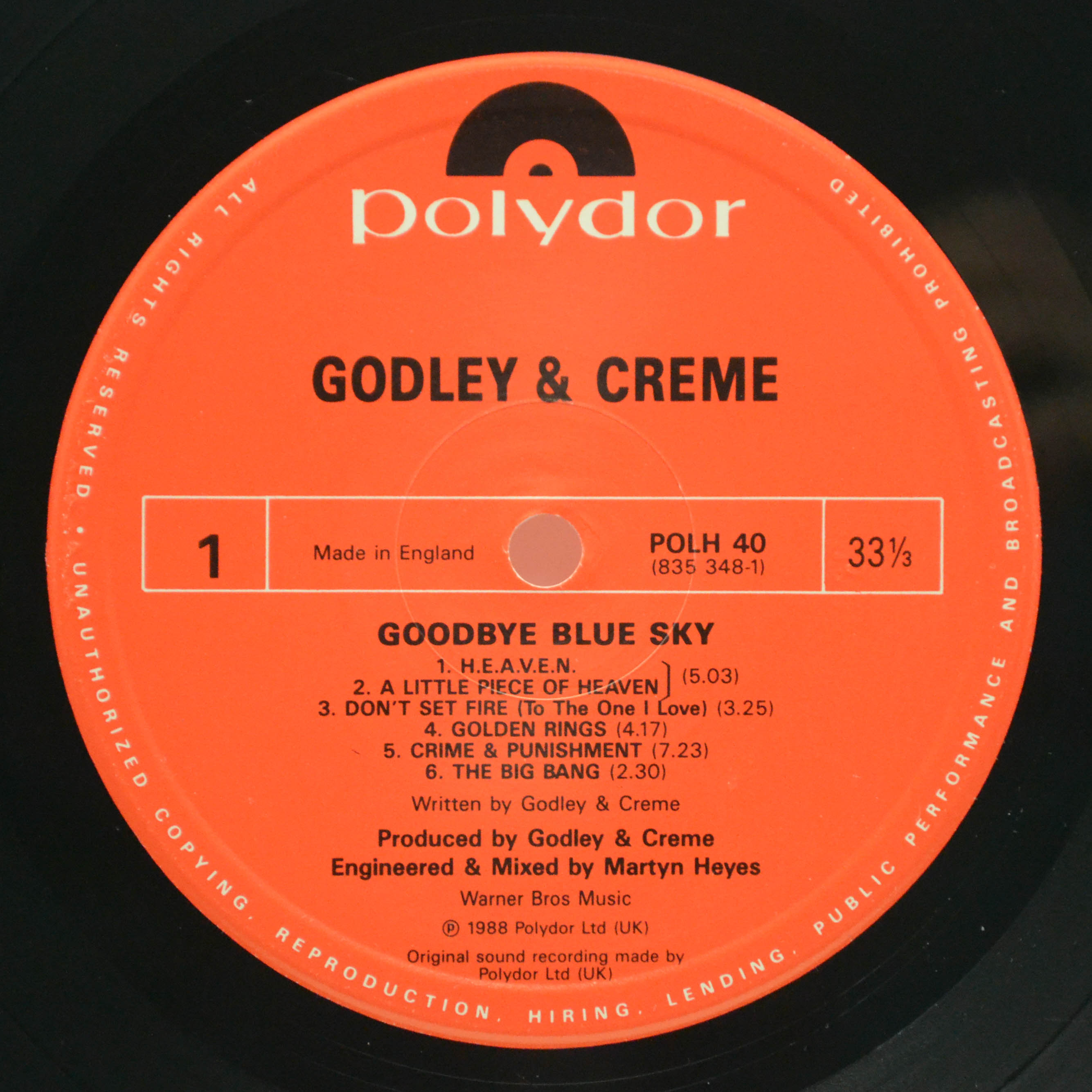 Godley & Creme — Goodbye Blue Sky (1-st, UK), 1988