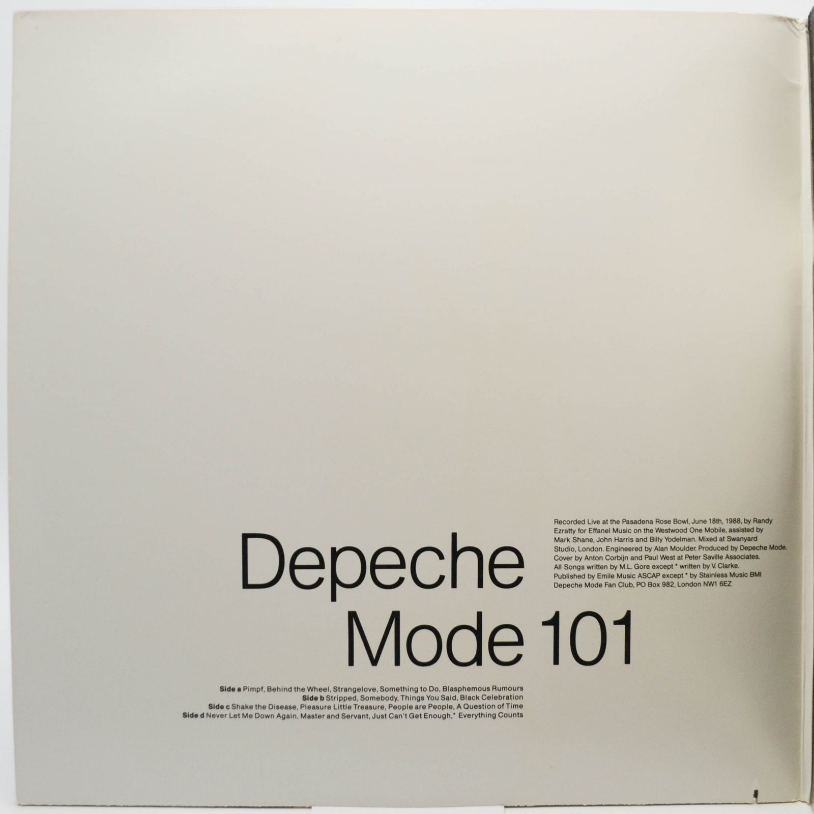 Depeche Mode — 101 (2LP, USA, booklet), 1989