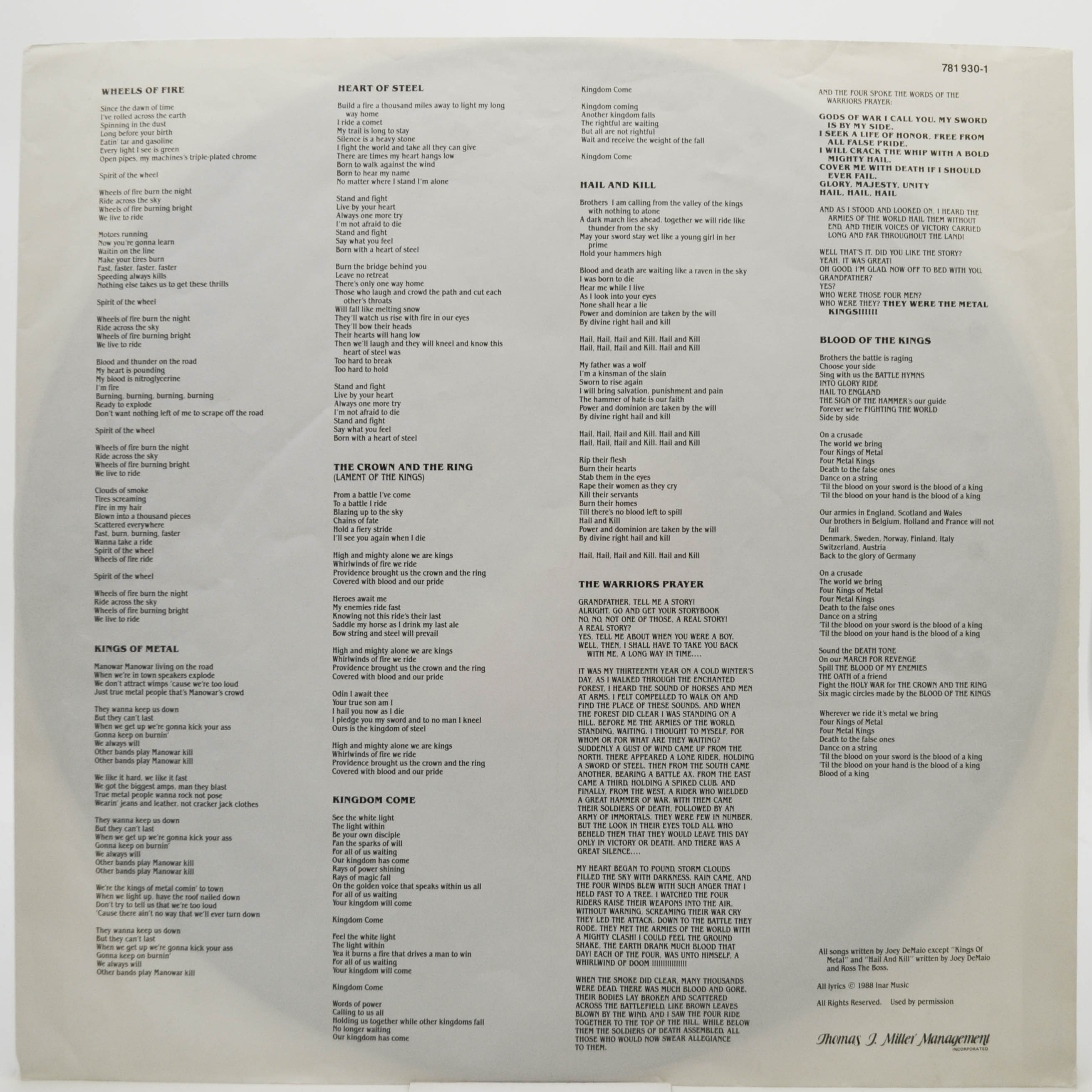 Manowar — Kings Of Metal, 1988